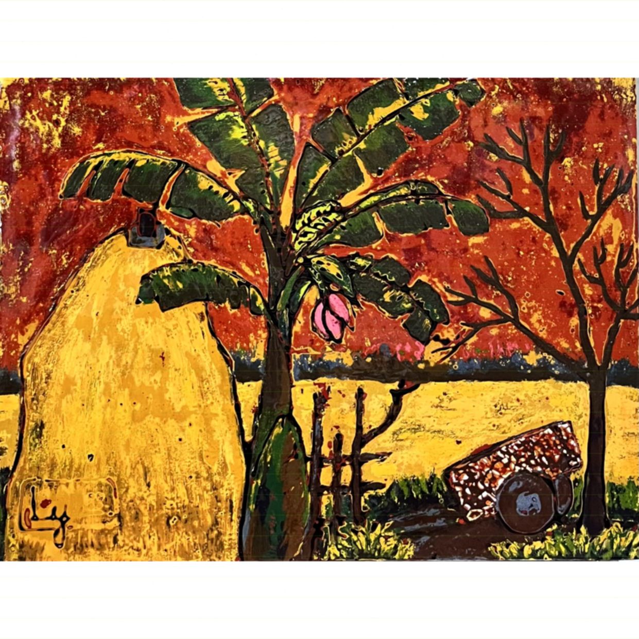 Tranh Sơn Mài Đồng Quê Đẹp Tinh Tế Kích Thước 30x40cm Giá Tốt 