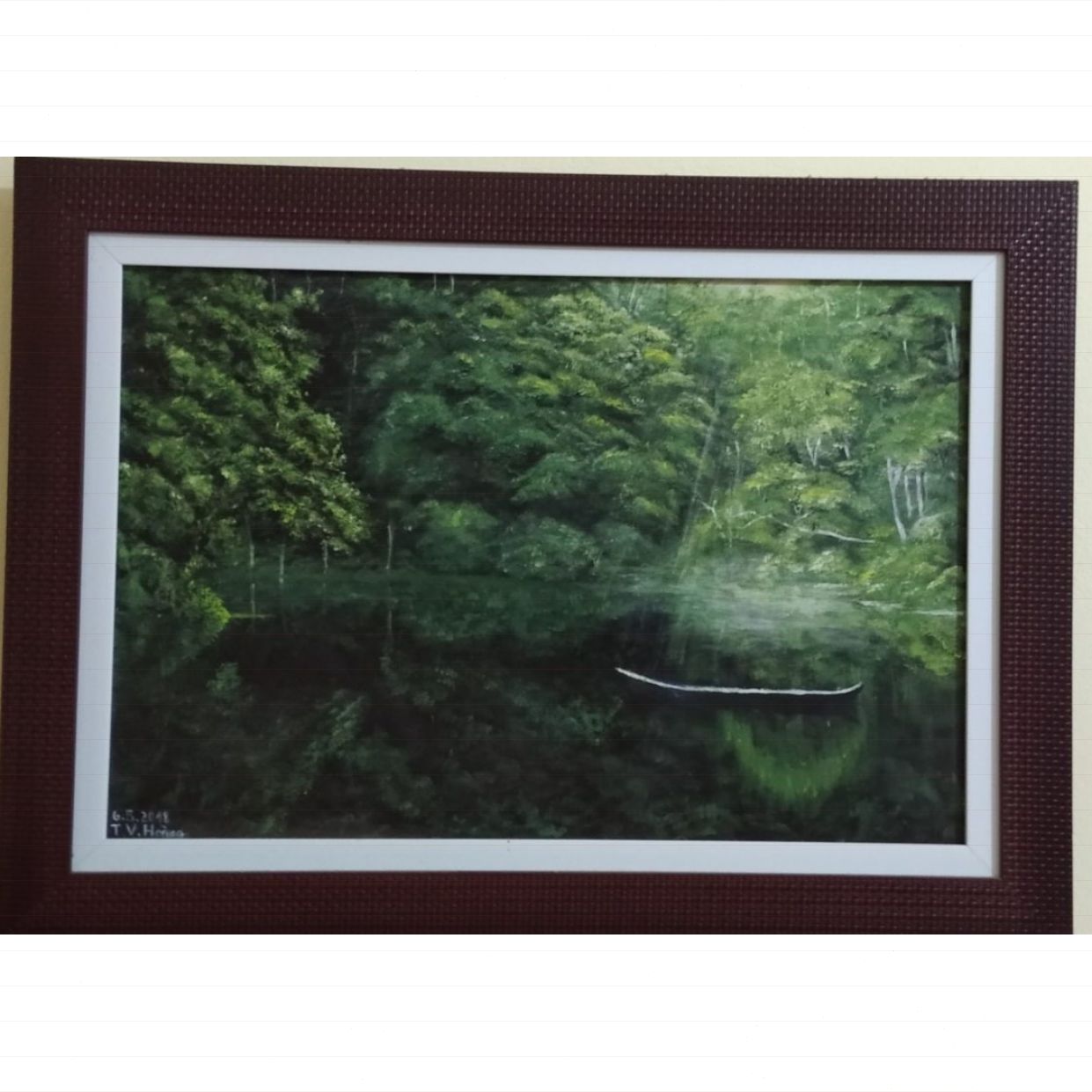 Tranh sông quê đẹp tranh nghệ thuật acrylic treo tường 40x60cm 