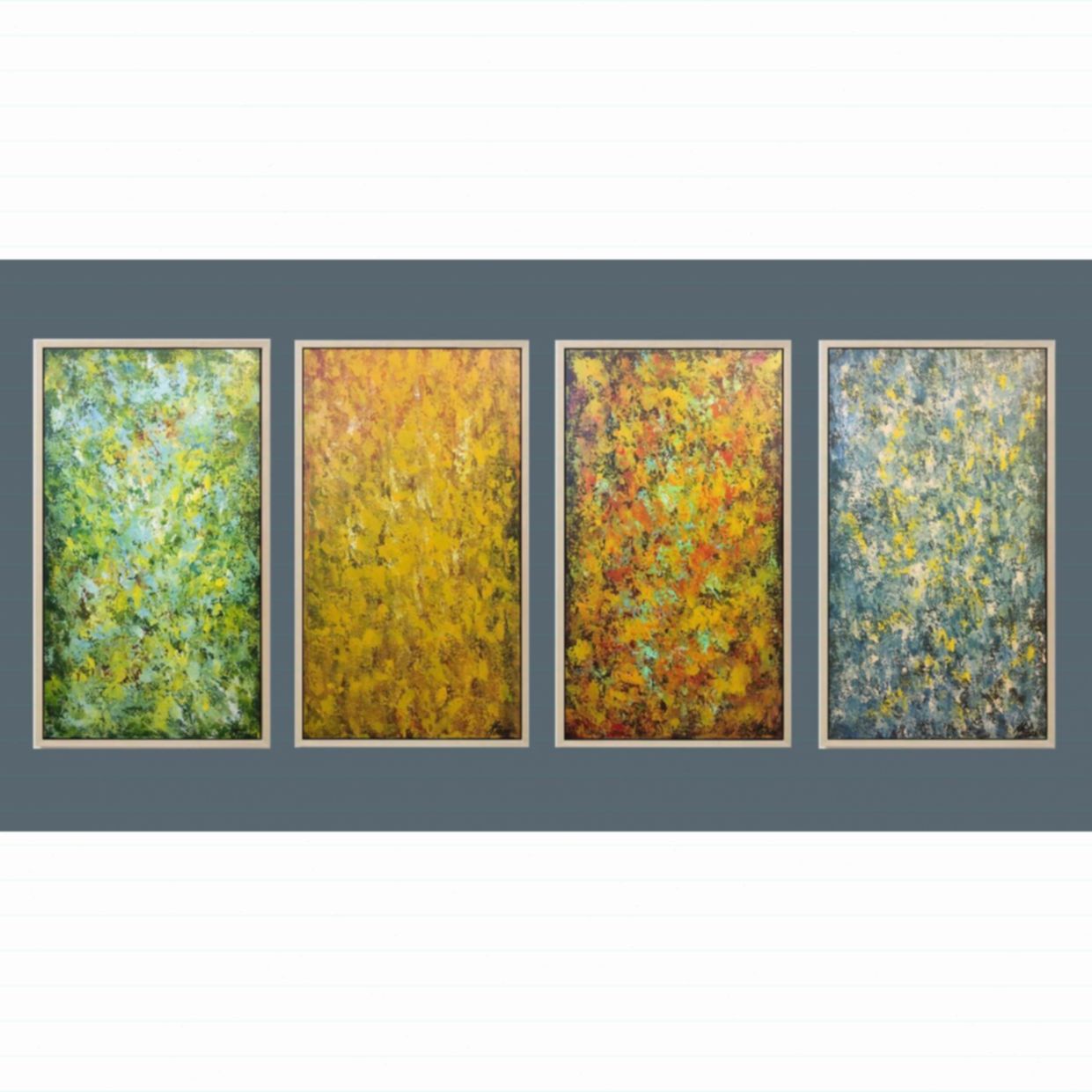 Tranh Trừu Tượng Xuân Hạ Thu Đông Bộ 4 Bức Sang Trọng 50x90cm 