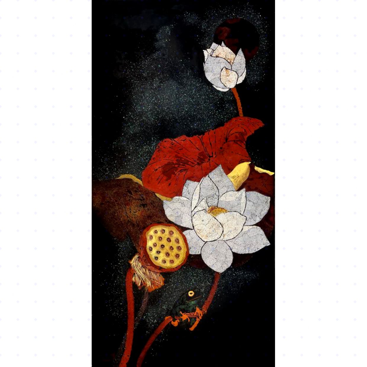 Tranh Sơn Mài Hoa Sen Đẹp Độc Đáo Thanh Lịch 40x80cm 