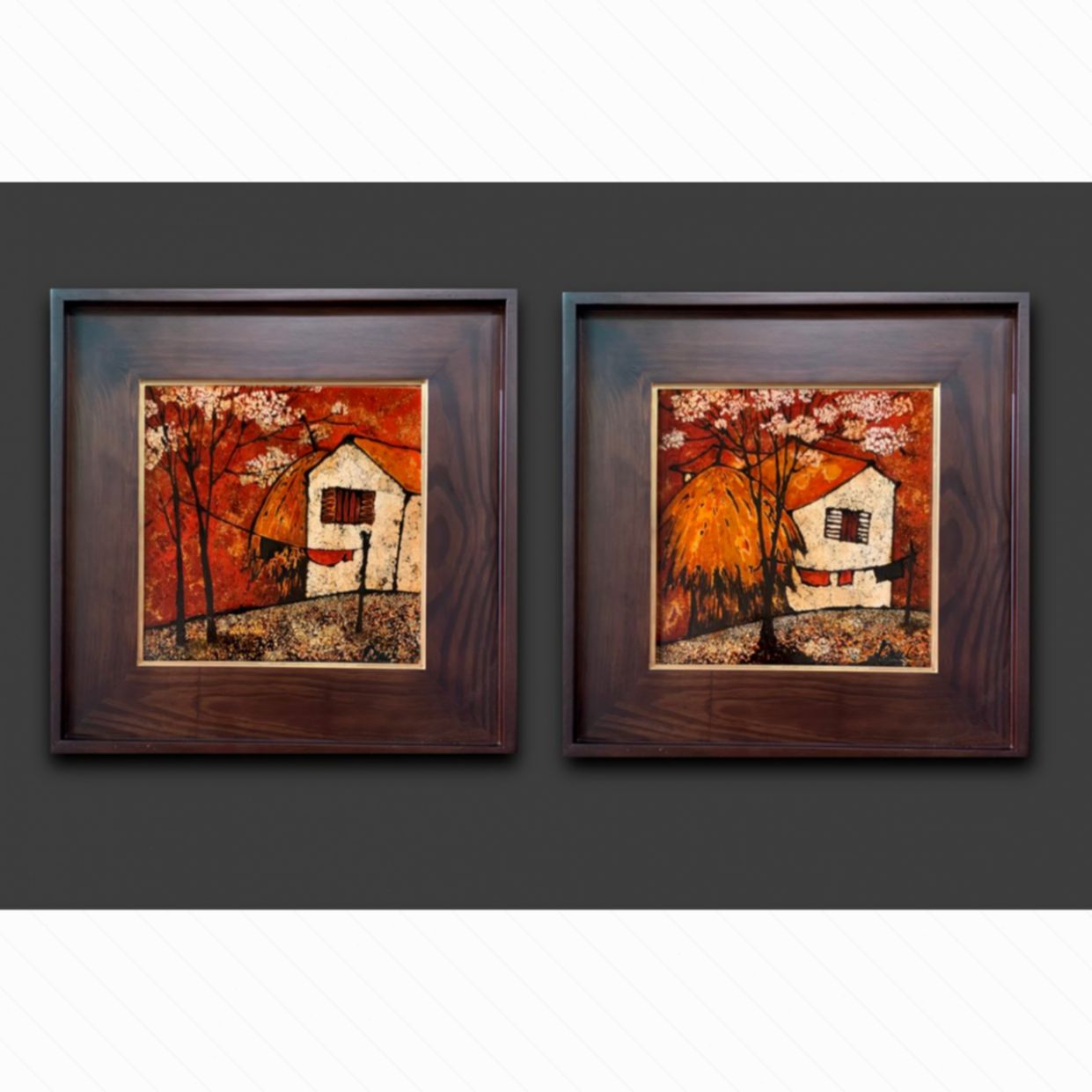 Tranh Sơn Mài Nắng Miền Quê Quà Tặng Độc Đáo 30x30cm 