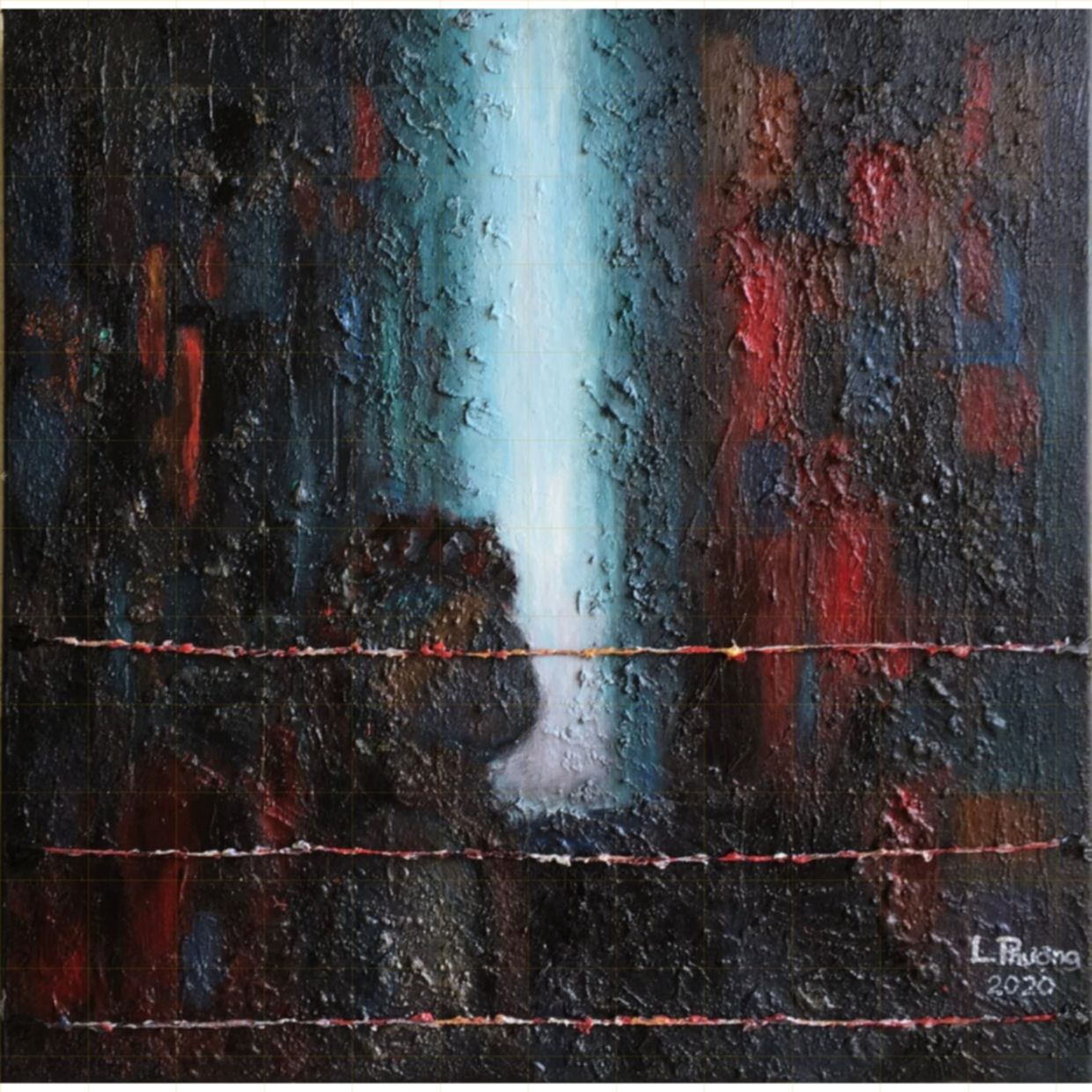Tranh Trừu Tượng Who am I Acrylic Canvas 50x50cm Nghệ Thuật 