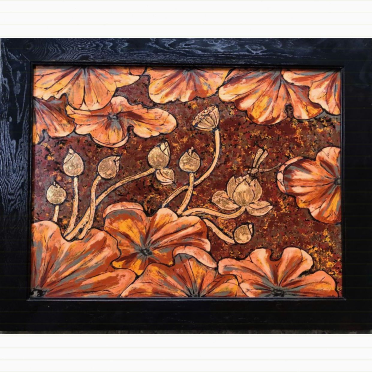 Tranh Sơn Mài Hoa Sen Tịnh Tâm 60x80 Độc Bản Sang Trọng Tinh Tế 
