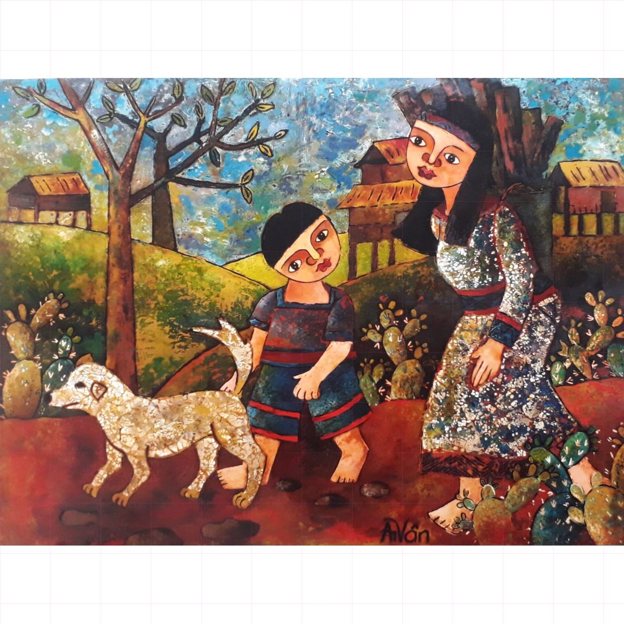 Ái Vân tranh sơn mài đẹp 60x80 tranh treo tường ý nghĩa 