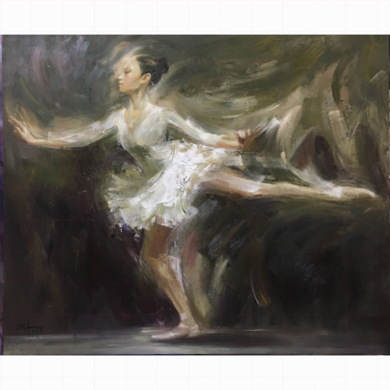 Thọ Hiếu Tranh Ballet Dancer Sơn Dầu Độc Bản Có Khung 