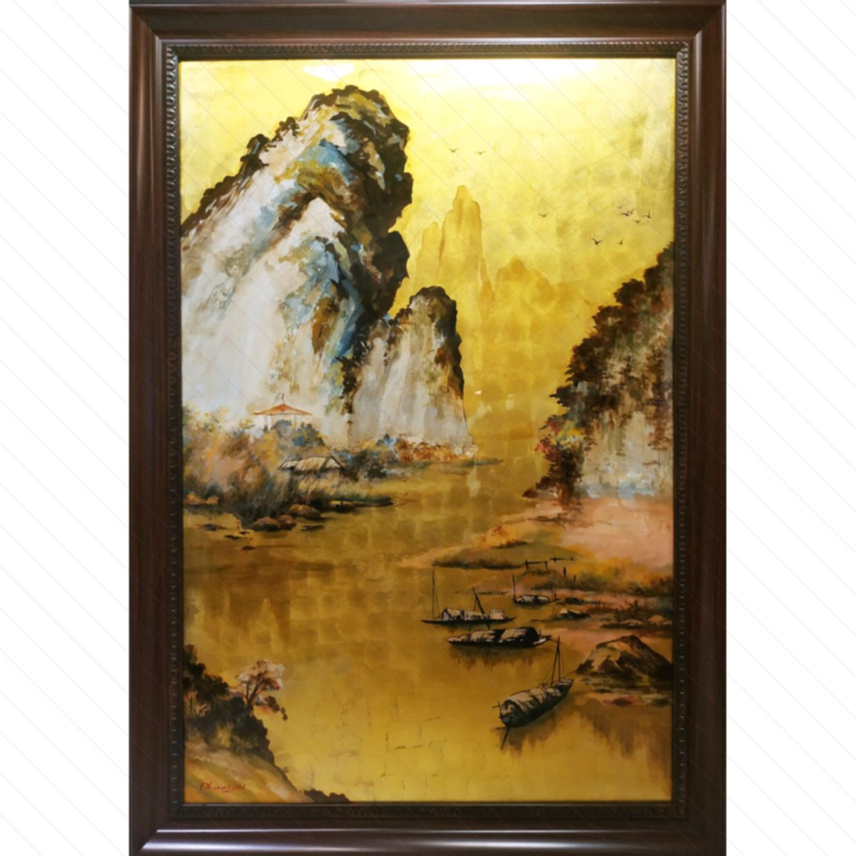 Tranh Sơn Mài Non Nước đẹp độc đáo tranh gỗ sang trọng 