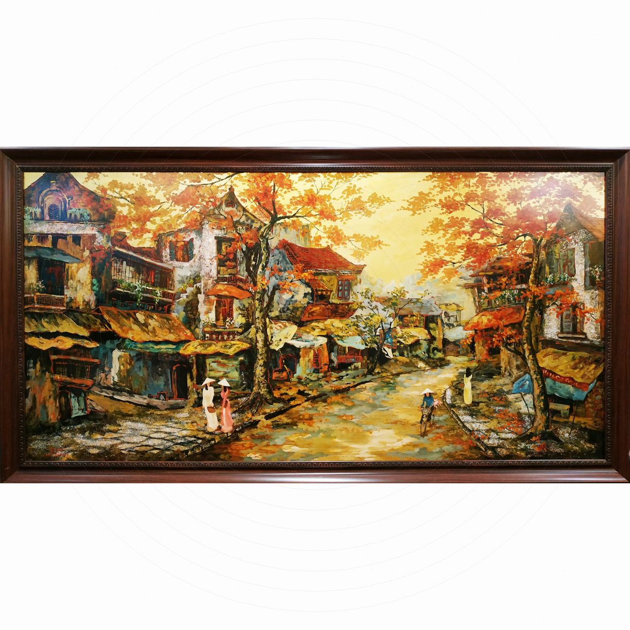 Tranh Sơn Mài Phố Cổ 120x240cm Sang Trọng Trang Trí Nhà 