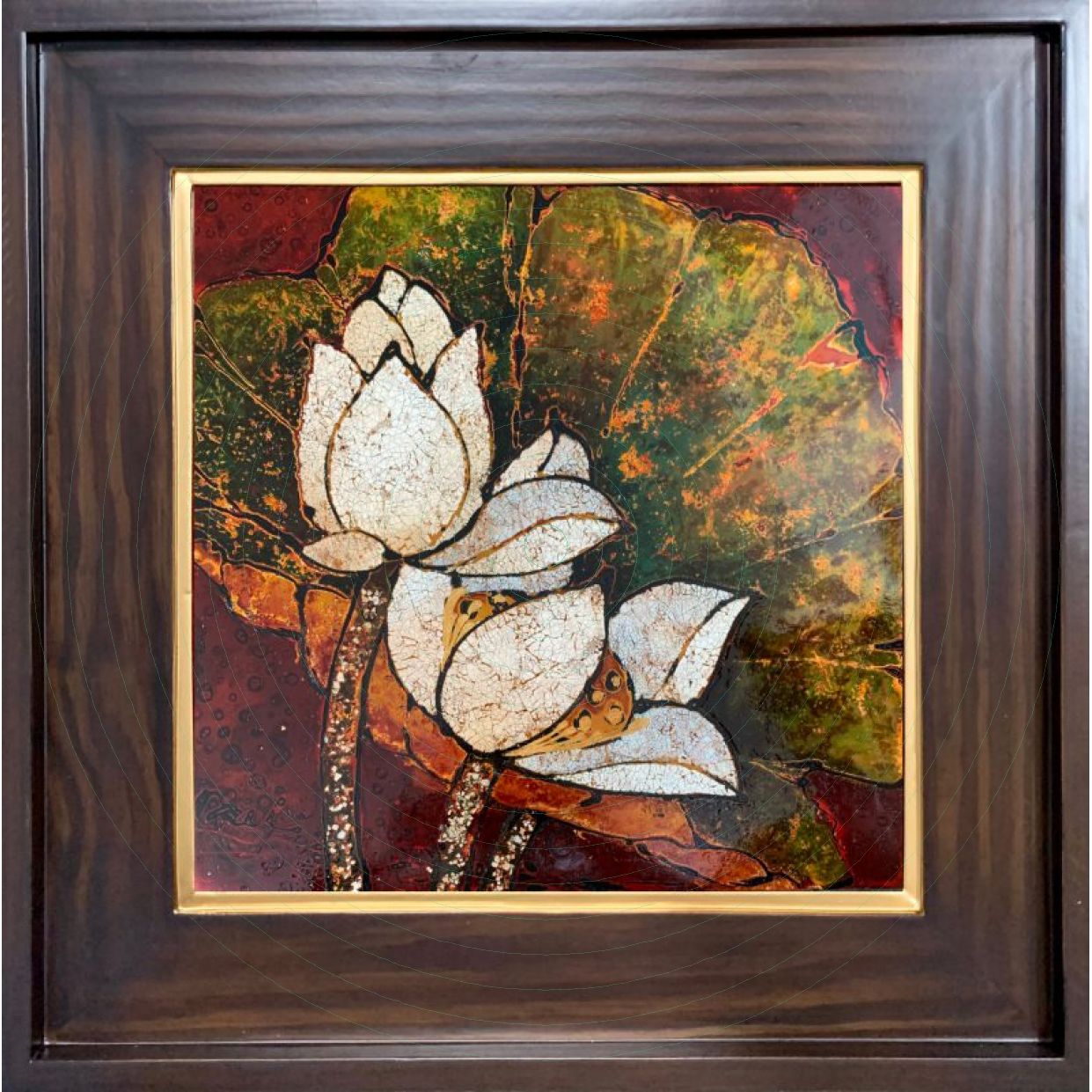 Tranh Sơn Mài Nàng Sen Quà Tặng Độc Đáo Tinh Tế 30x30cm 