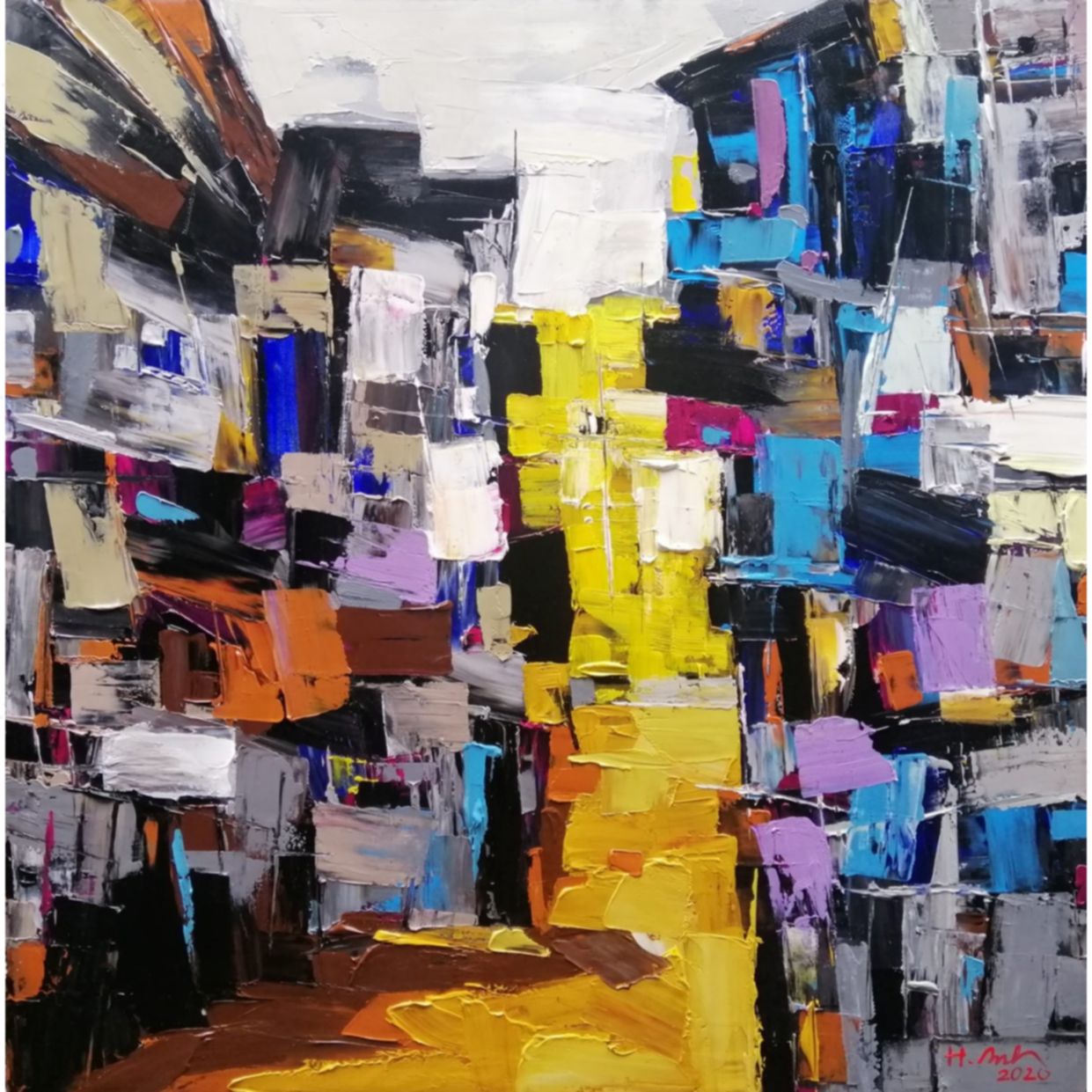 Tranh nắng Hoàng Anh Acrylic 100x100cm đẹp độc đáo 