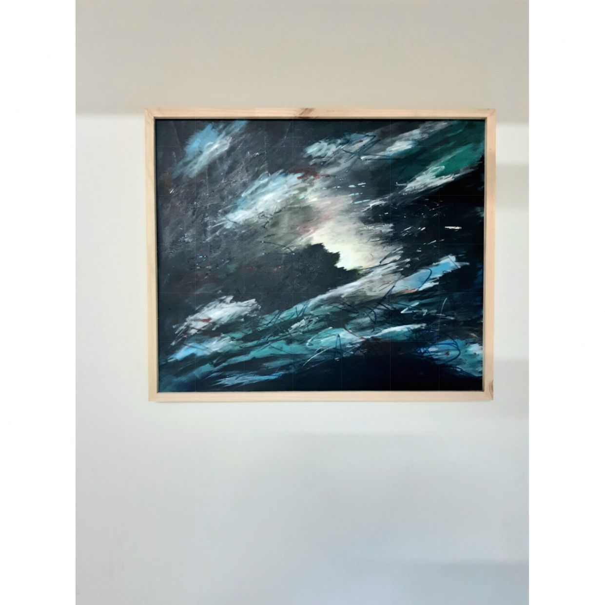 Tranh Trừu Tượng Trăng Lên Acrylic Toan 60x50cm Có Giấy Phép 