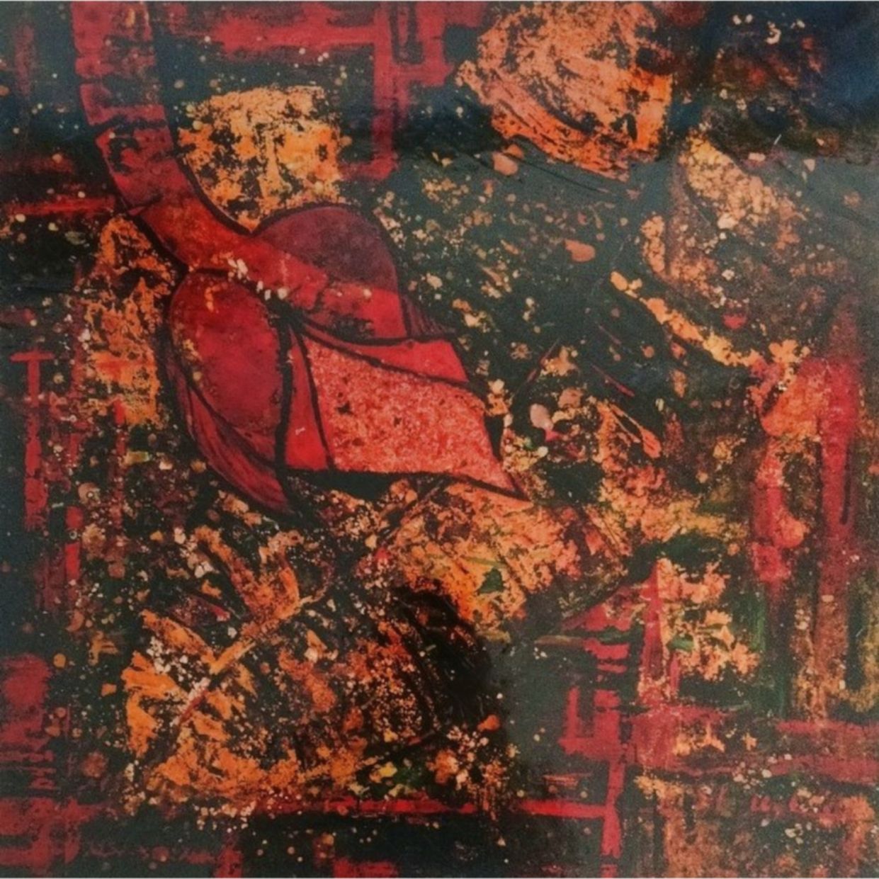 Tranh Trừu Tượng Hoa Chuối Sơn Mài 50x50 Độc Bản, Sang Trọng 