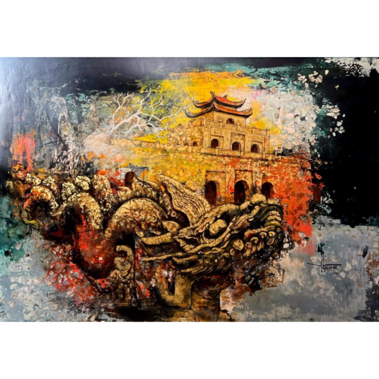 Tranh Sơn Mài Hoàng Thành Thăng Long Độc Bản 120x160cm Sang Trọng 