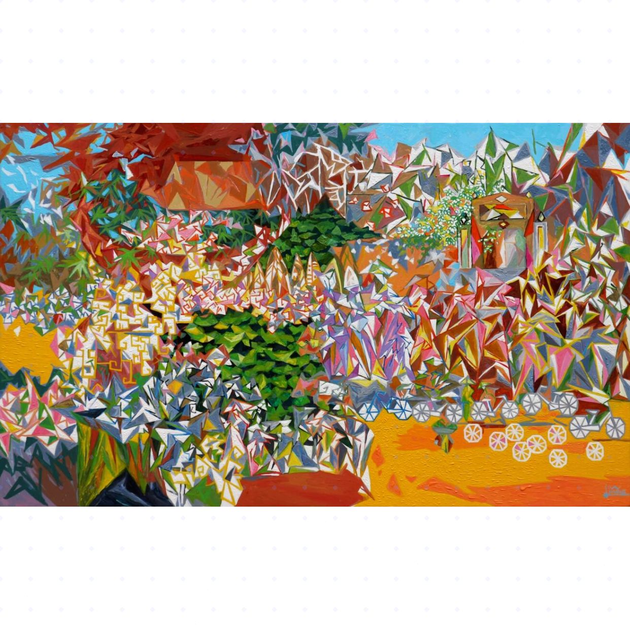 Tranh Trừu Tượng Không gian Acrylic Độc Bản Kích thước Lớn 110x180cm 