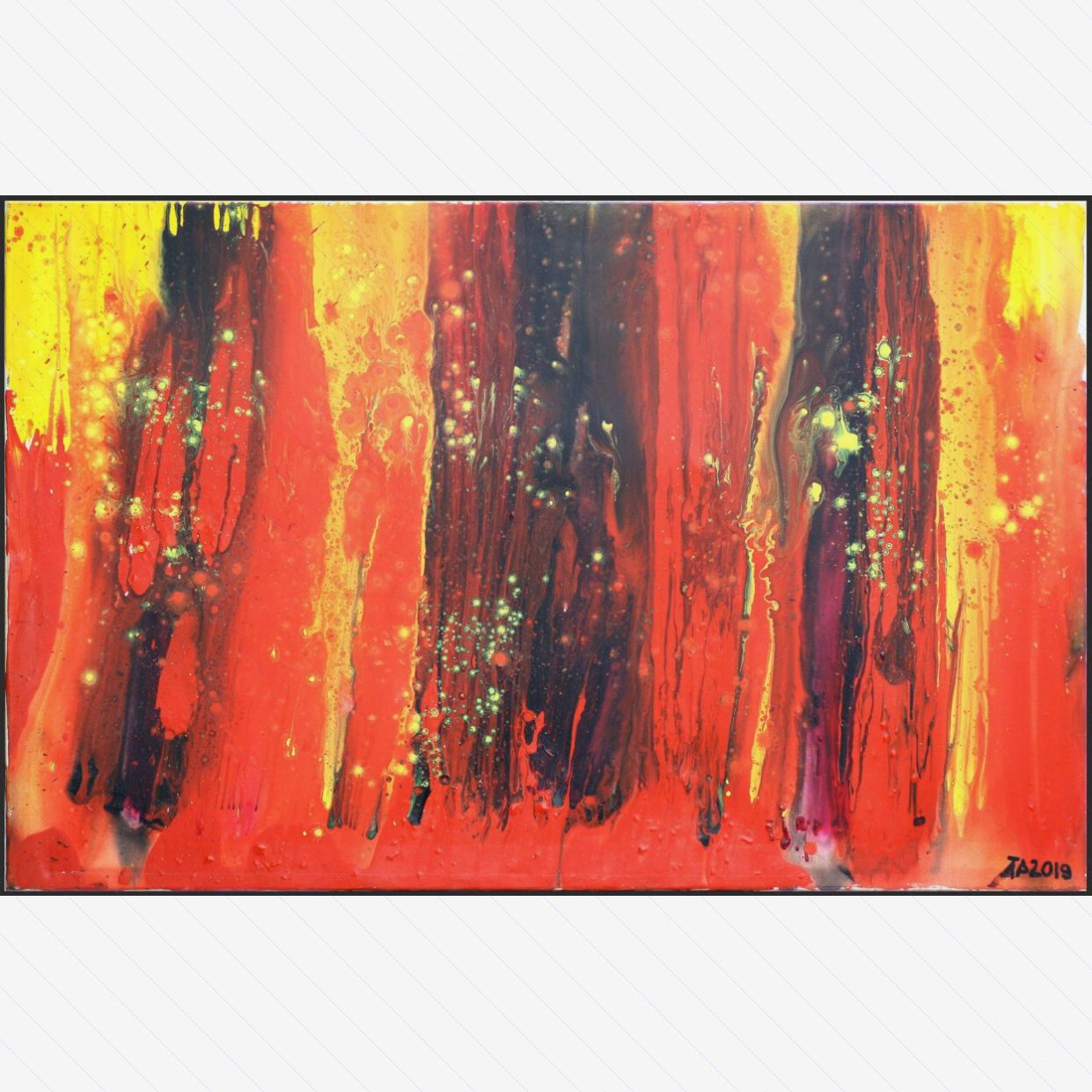 Tranh Trừu Tượng Hỏa Acrylic 140x90cm Độc Bản Giá Tốt 