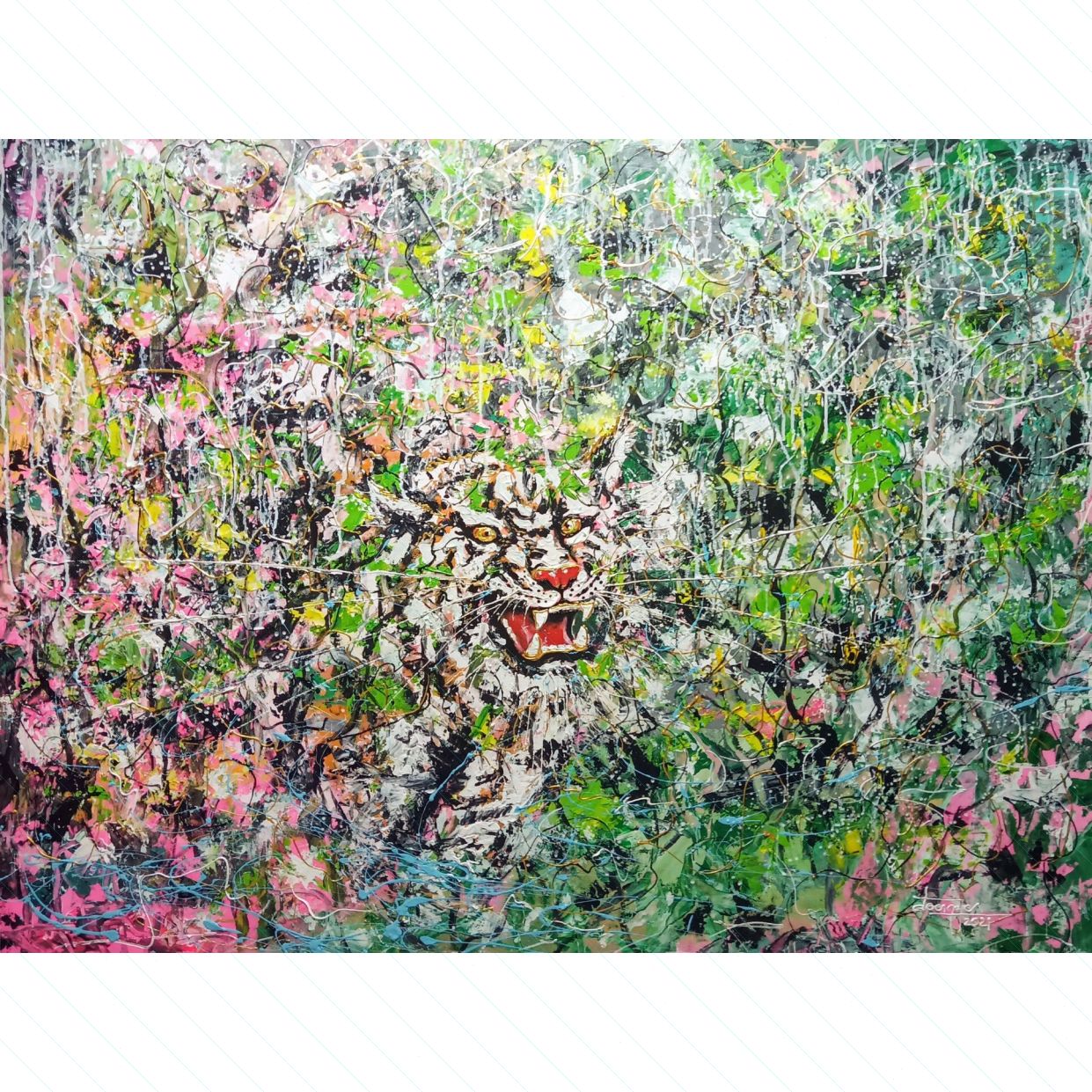 Tranh Mãnh Hổ Trừu Tượng 90x120cm Acrylic Sang Trọng Decor 
