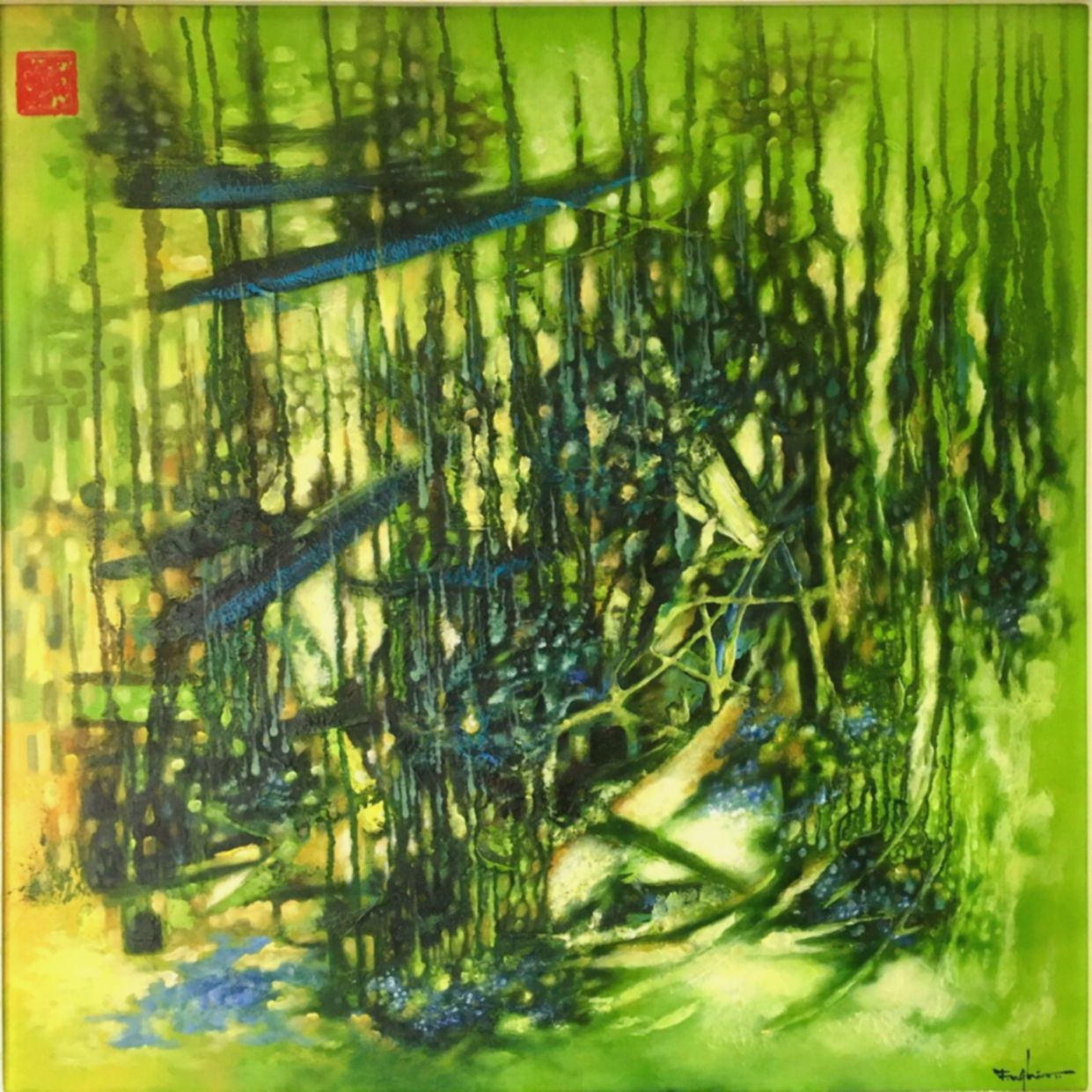 Tranh Trừu Tượng Abstrast 05 Acrylic 80x80 Độc Bản Sang Trọng 
