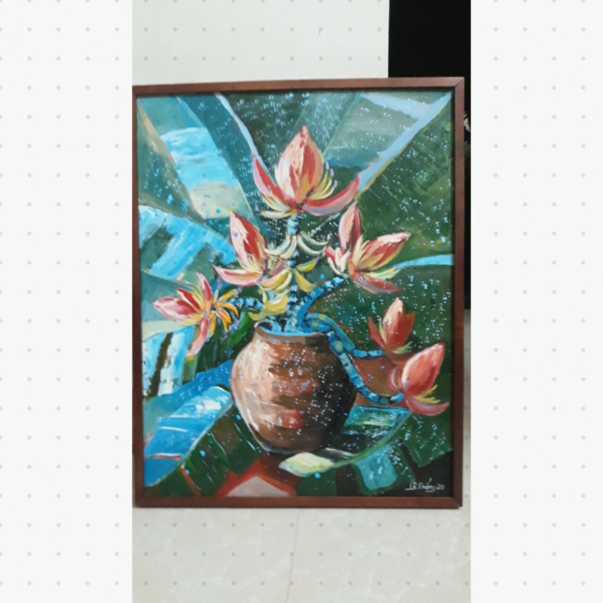 Tranh hoa chuối rừng Lê Thắng 70x90cm đẹp sắc nét, sang trọng 