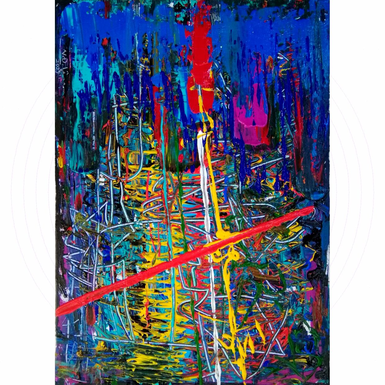 Tranh Trừu Tượng Giọt Mưa Acrylic 50x70 Trang Trí Phòng Đẹp 