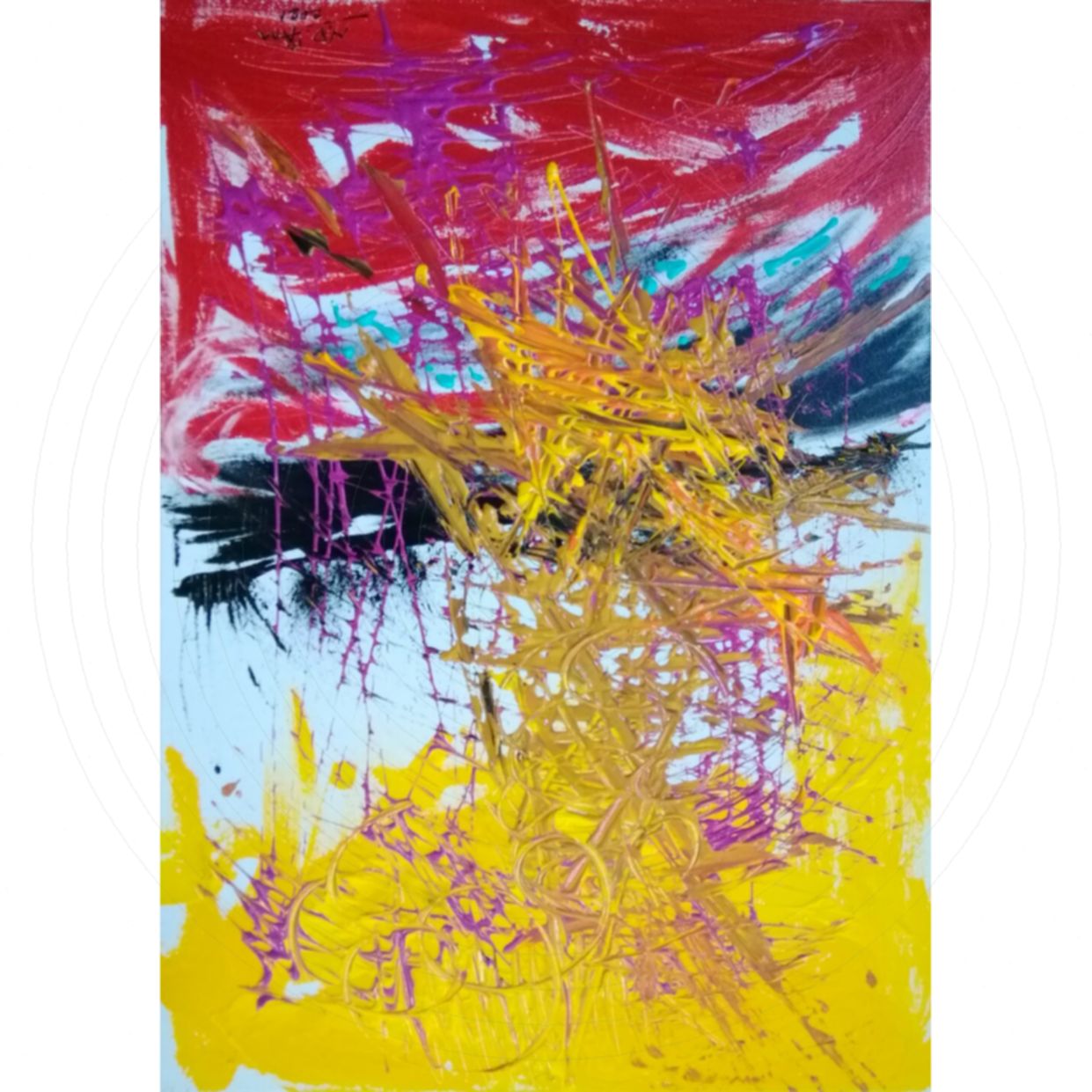 Tranh Trừu Tượng Bầu Trời Đỏ Acrylic Kích Thước 50x70cm Độc Bản 