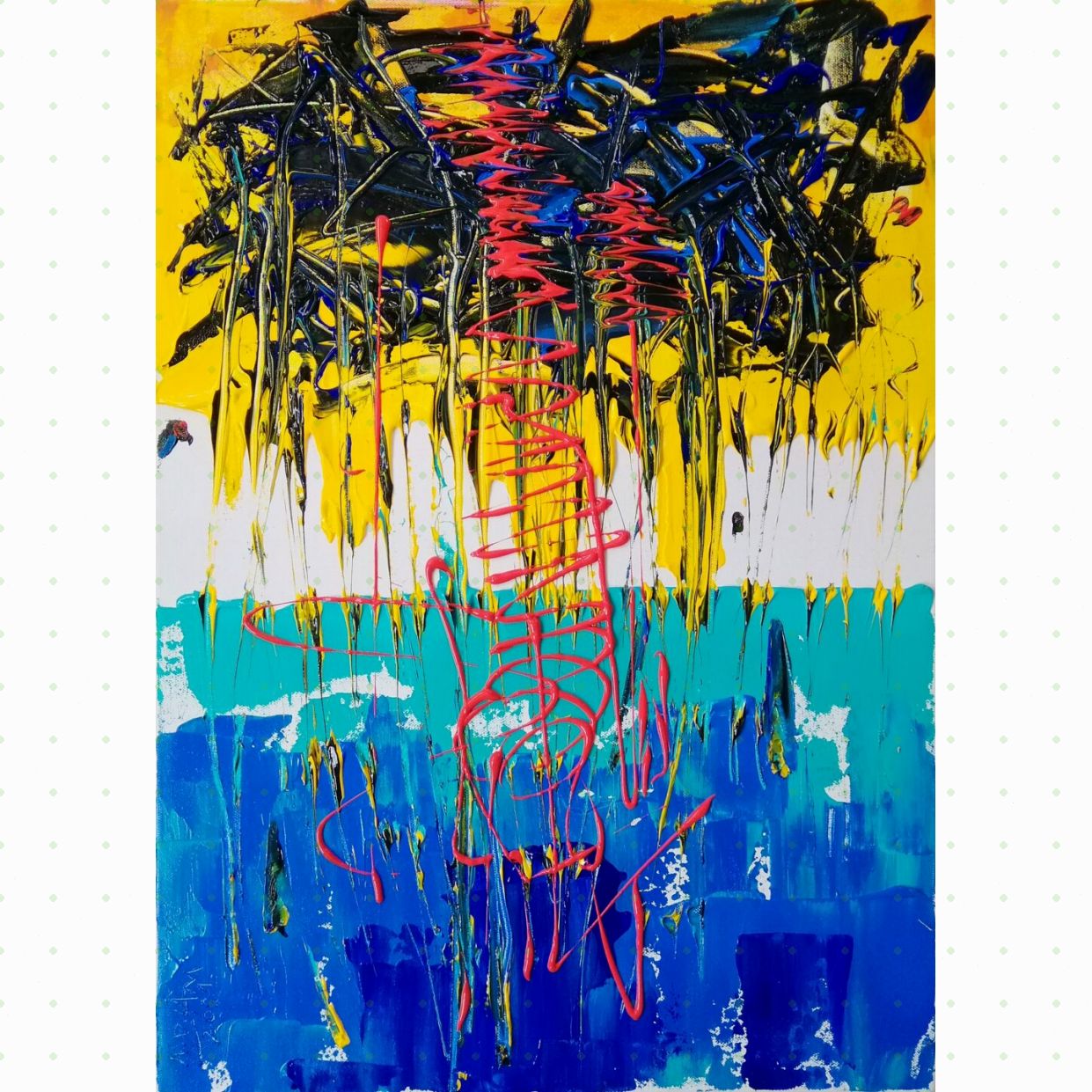 Tranh Trừu Tượng Cơn Giông sắc nét tinh tế chất liệu acrylic 50x70cm 