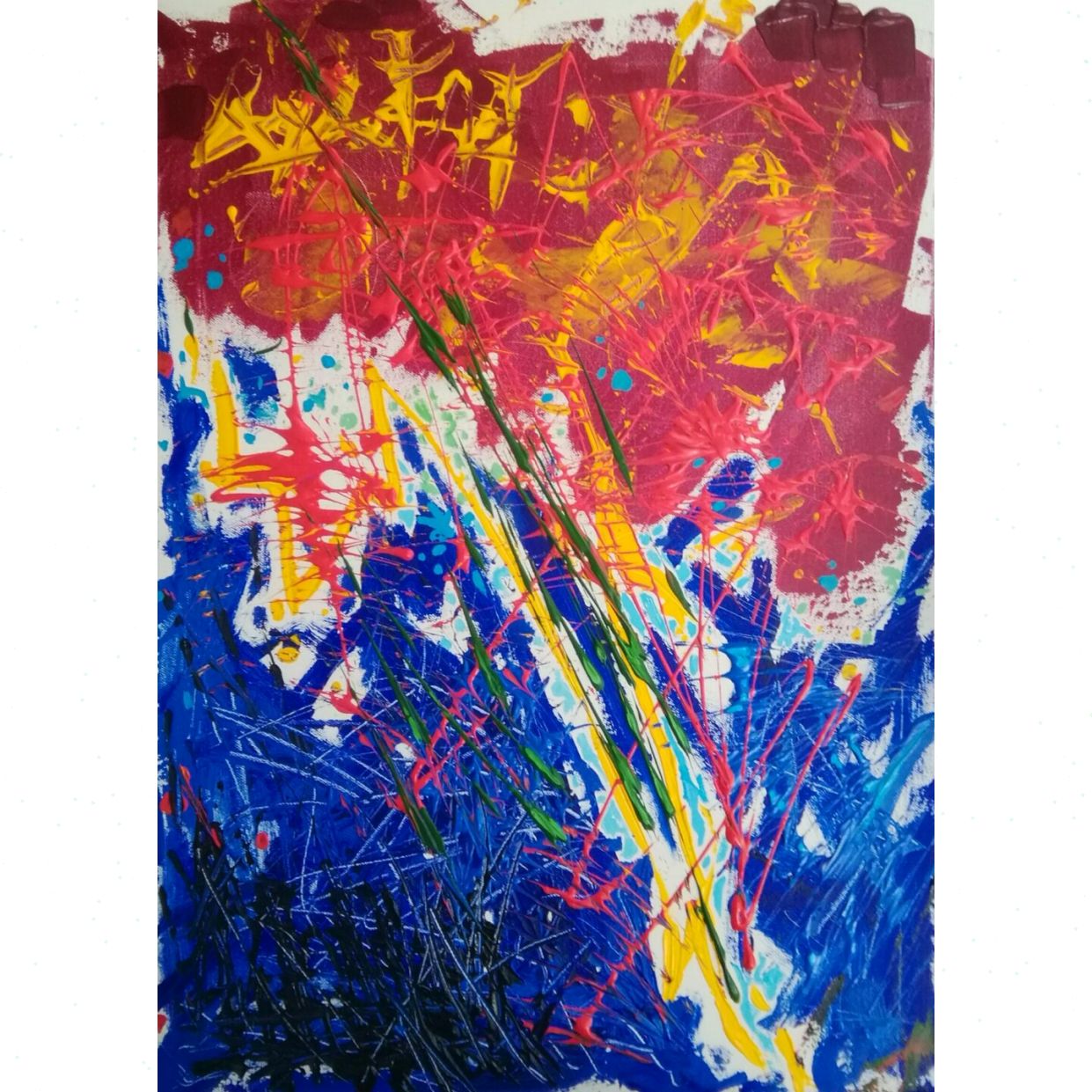 Tranh Trừu Tượng Cơn Mưa Tới Acrylic 50x70cm Độc Bản Sáng Tạo 