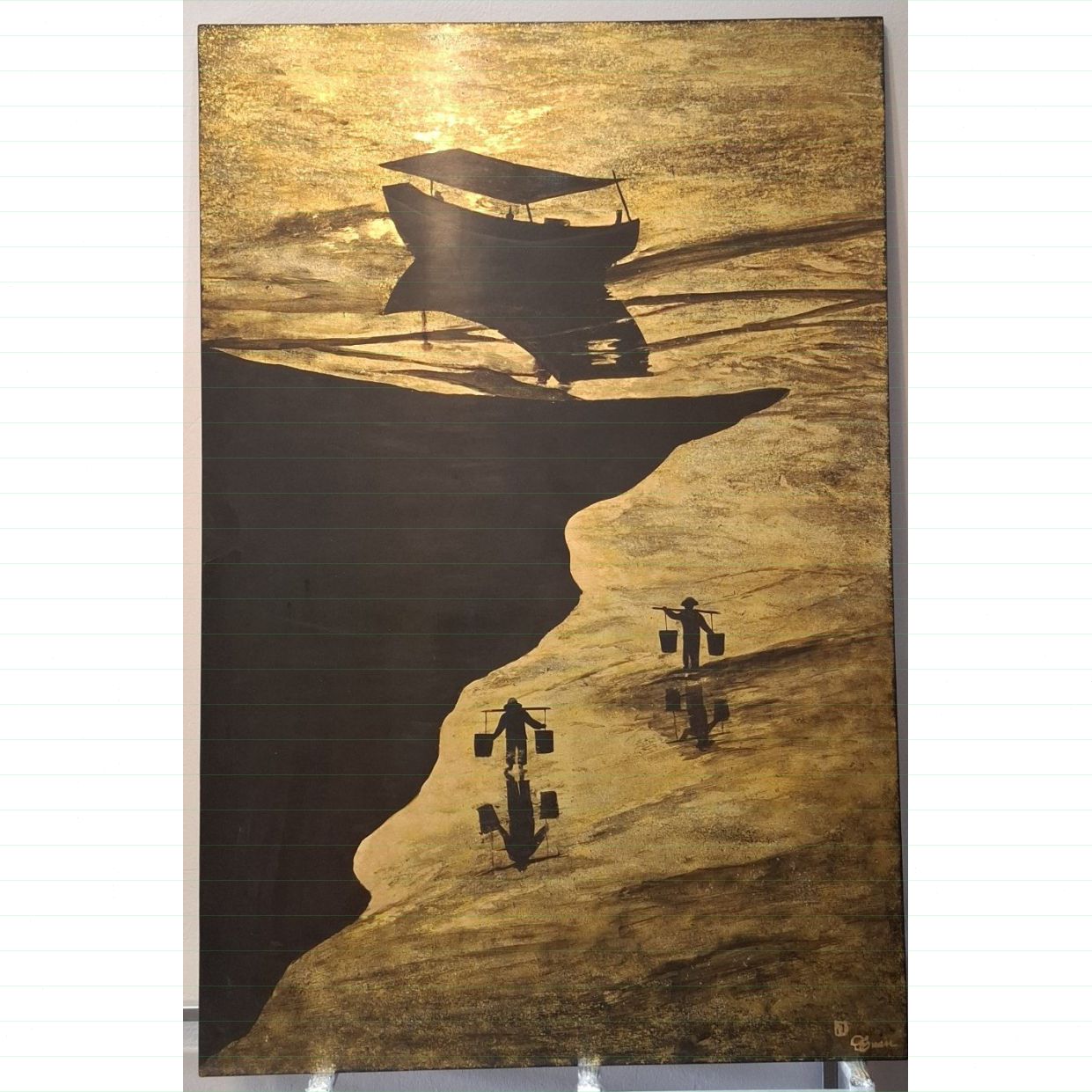 Tranh Sơn Mài Hoàng Hôn Sóng Độc Bản Kích Thước Lớn 80x120cm 