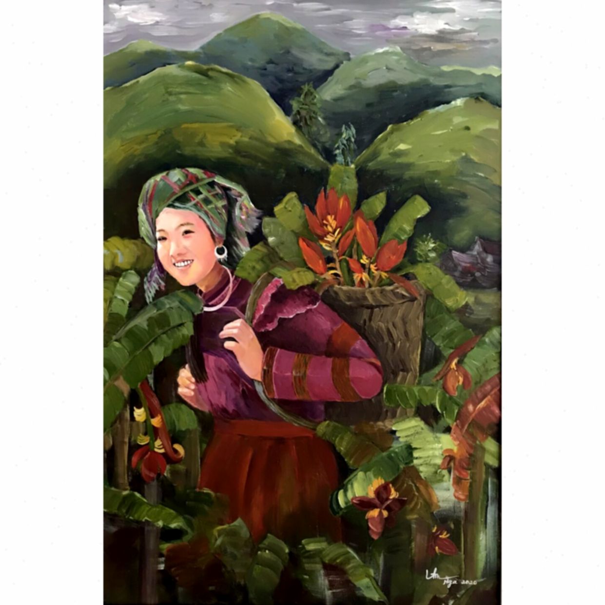 Tranh Hoa Rừng Acrylic 40x60cm Nghệ Thuật Trang Trí Độc Đáo 