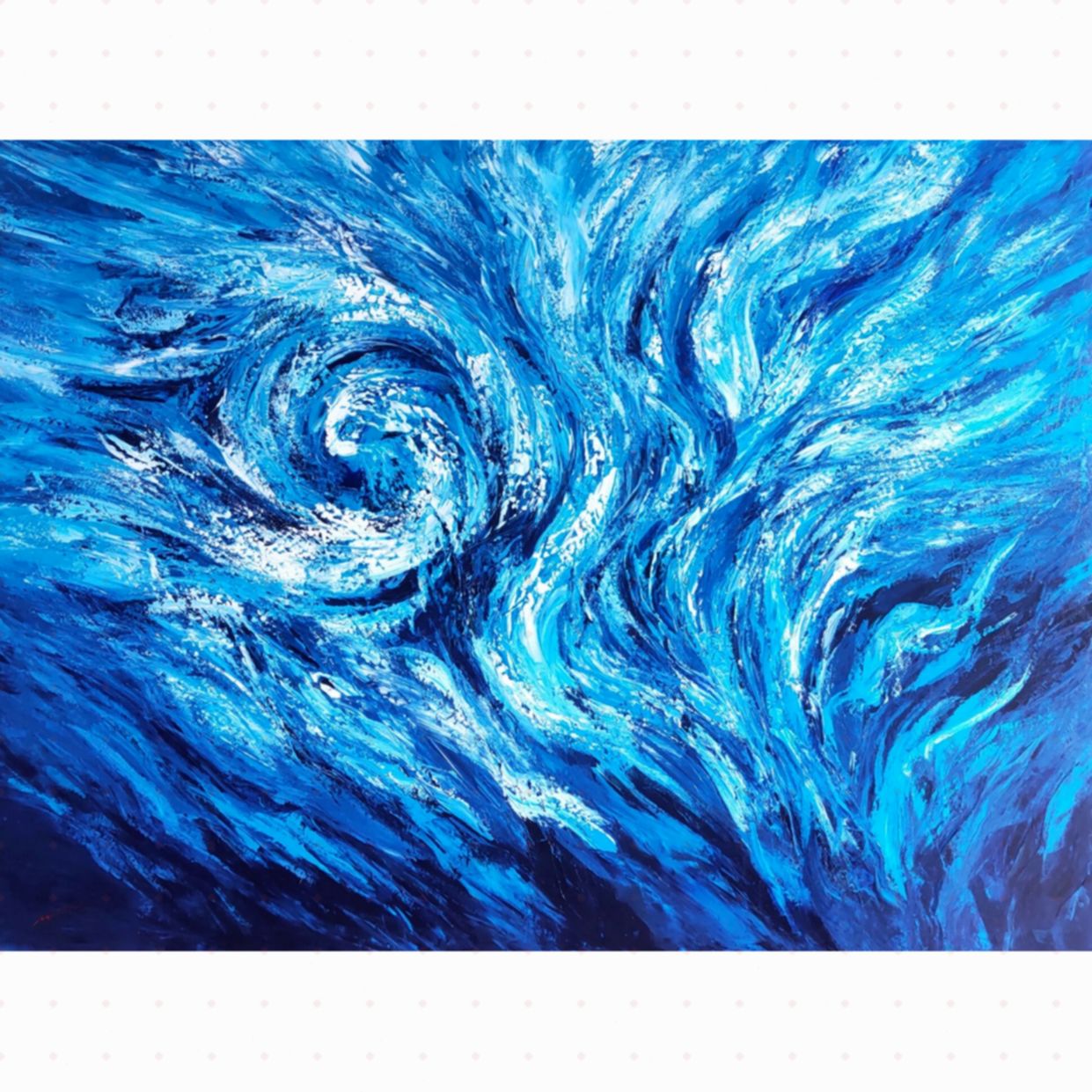 Tranh Trừu Tượng Blue Smoke Acrylic, Kích Thước Lớn Sang Trọng 
