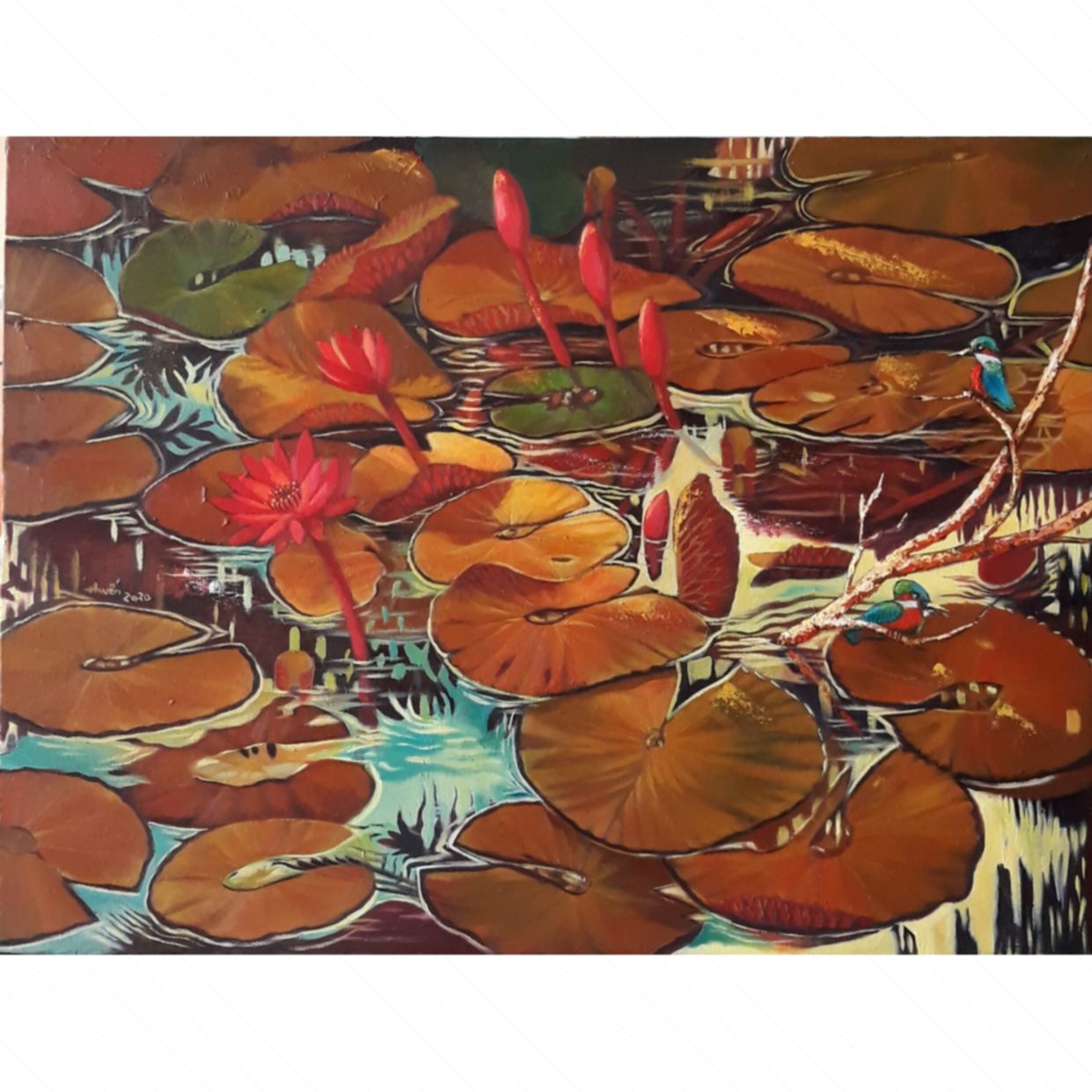 Tranh sơn dầu Hoàng Thuấn 60x80cm, độc bản, hợp pháp 