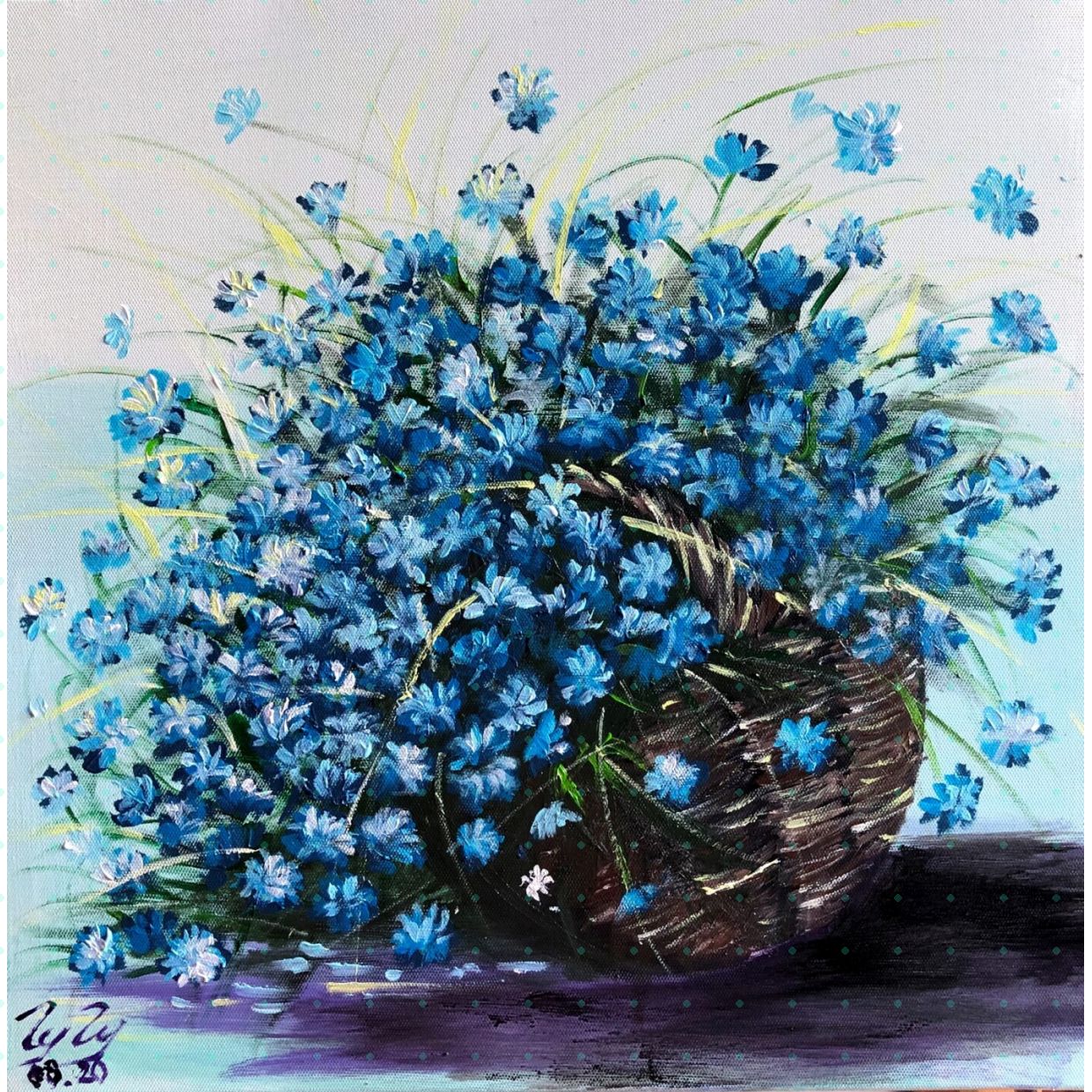 Tranh Yên Chi Xanh Biếc Acrylic Tự Nhiên Khung Gỗ Sang Trọng 