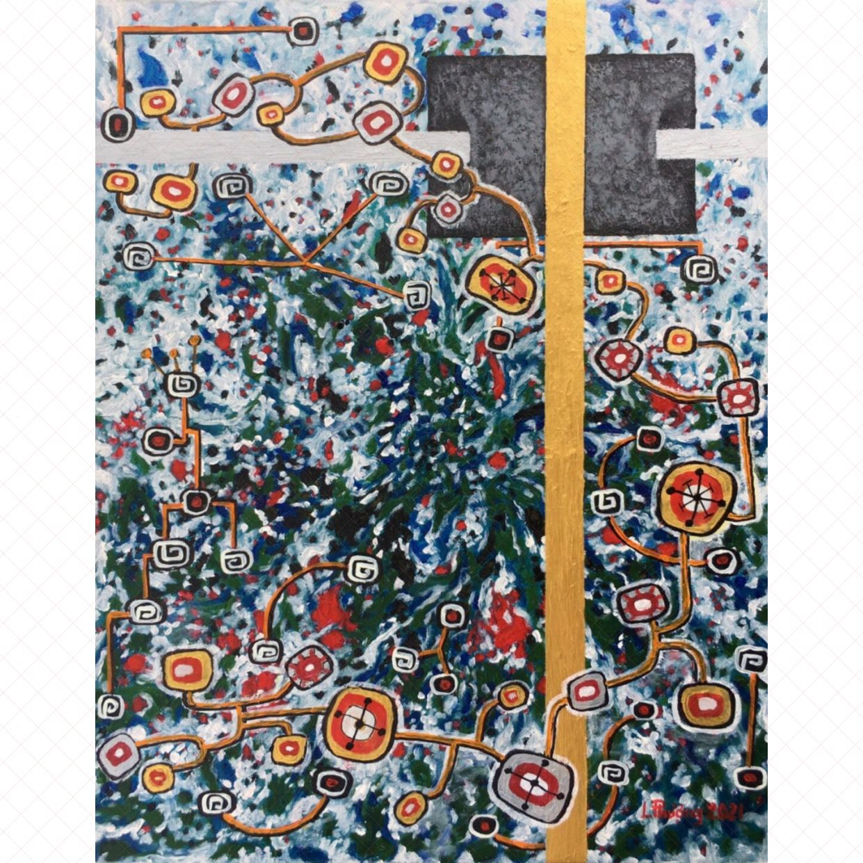Tranh Trừu Tượng Kết Nối 1 Acrylic Canvas Độc Bản Sang Trọng 