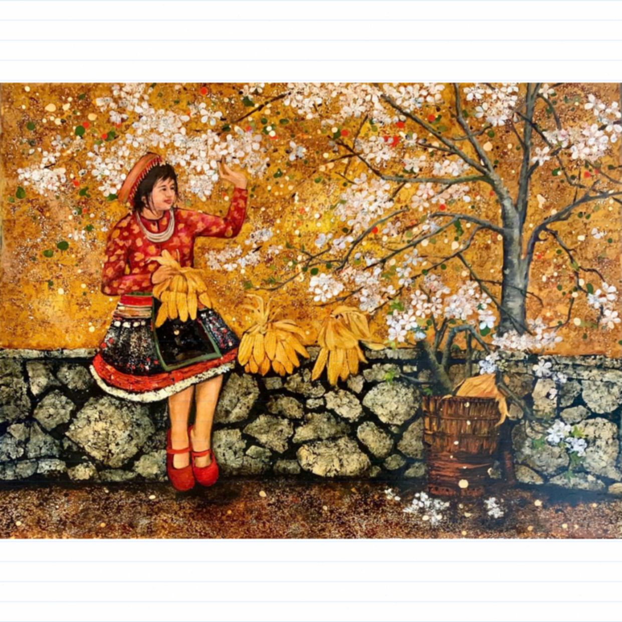 Tranh Phong Cảnh Thì Thầm Mùa Xuân Sơn Mài 60x80cm Độc Bản 