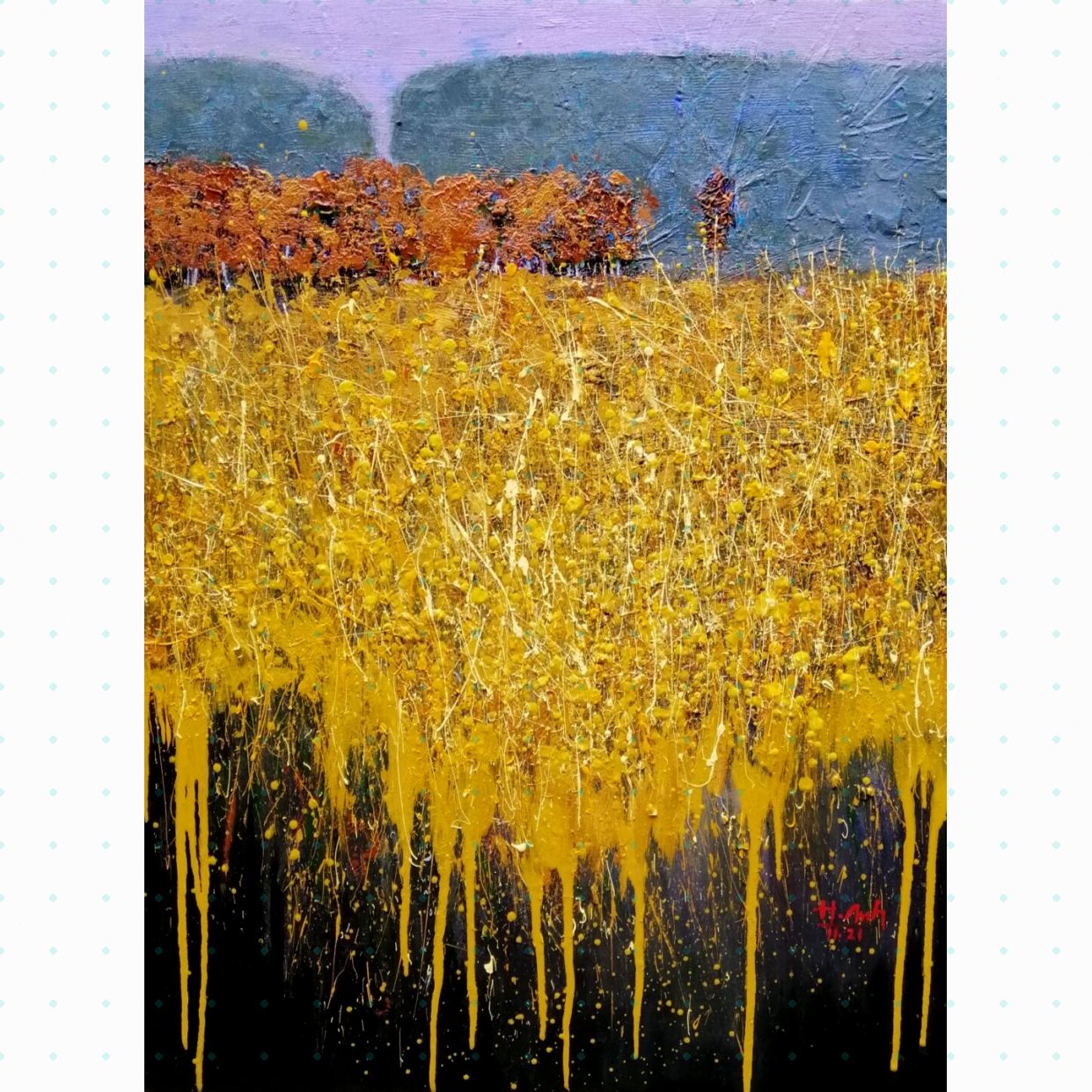 Tranh Trừu Tượng Mùa thu Acrylic độc bản Kích thước 60x80cm 