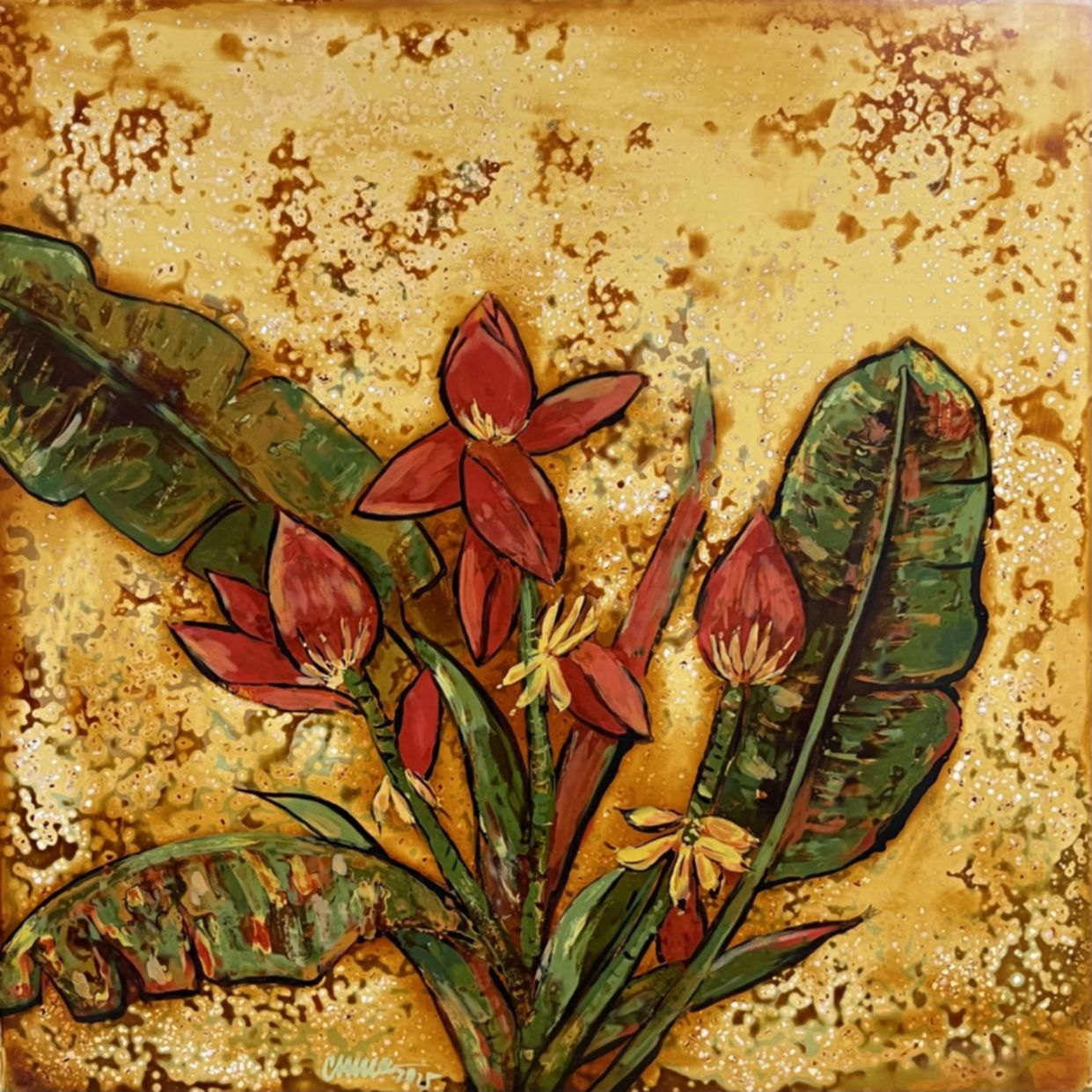 Tranh Sơn Mài Quê Nhà Độc Bản 30x30cm Quà Tặng Ý Nghĩa 