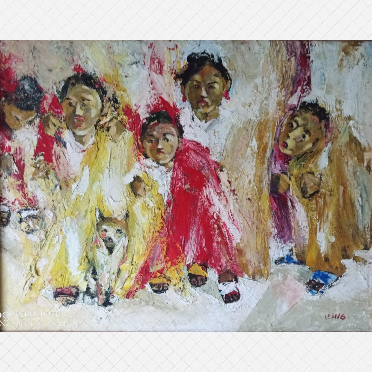 Duy Lương tranh sơn dầu 70x90 tranh chơi cùng nắng mới đẹp 