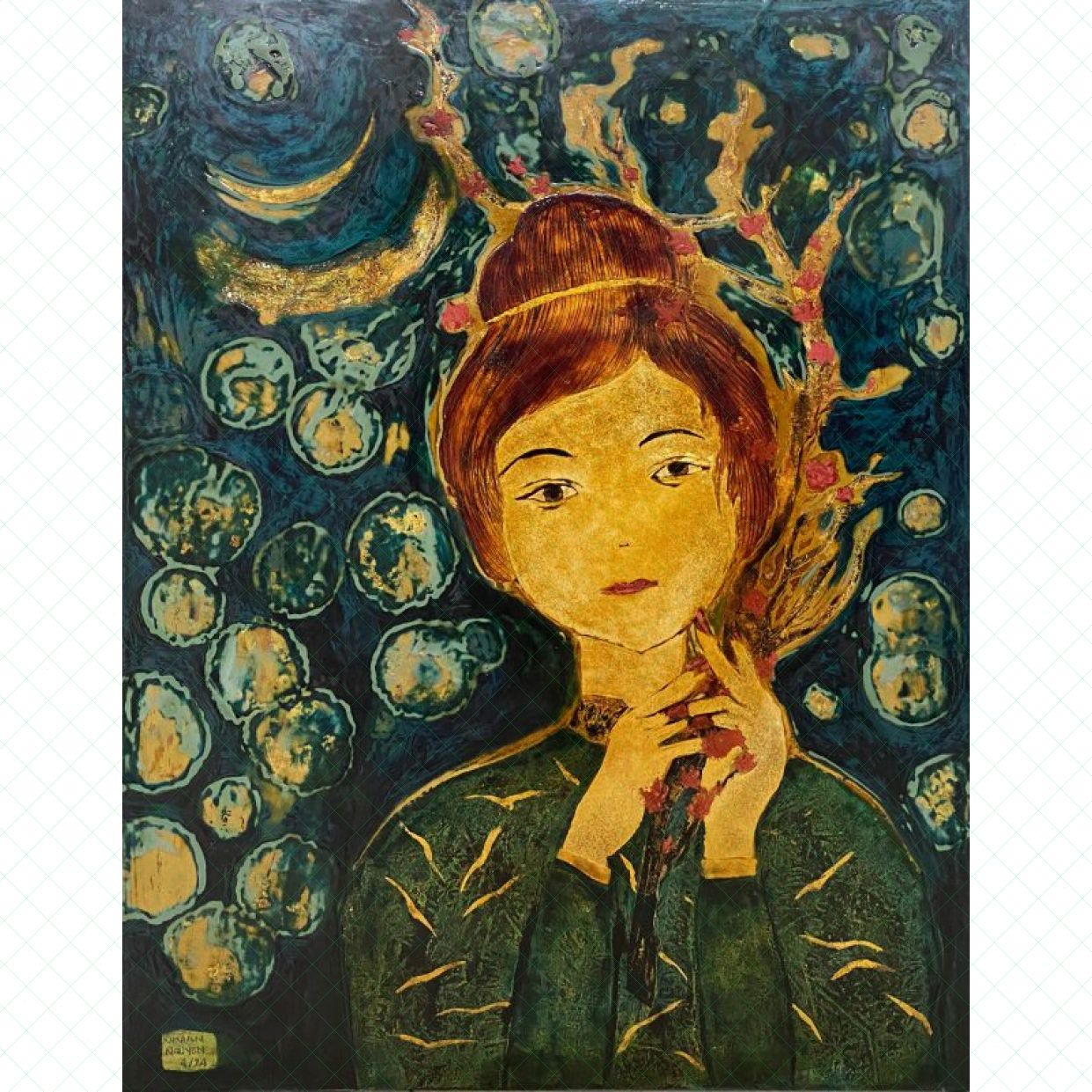Tranh Sơn Mài Thiếu Nữ 45x60cm Độc Bản Tác Quyền 