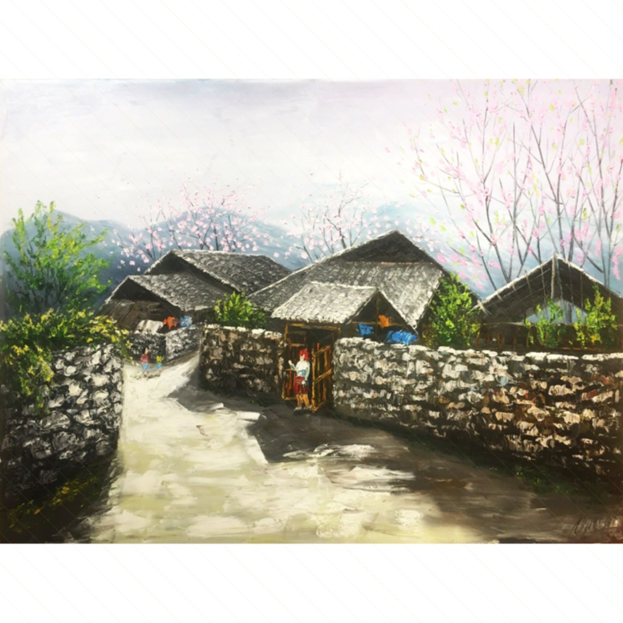 Tranh Phong Cảnh Xuân Sơn Dầu Cao Cấp Trang Trí Phòng 