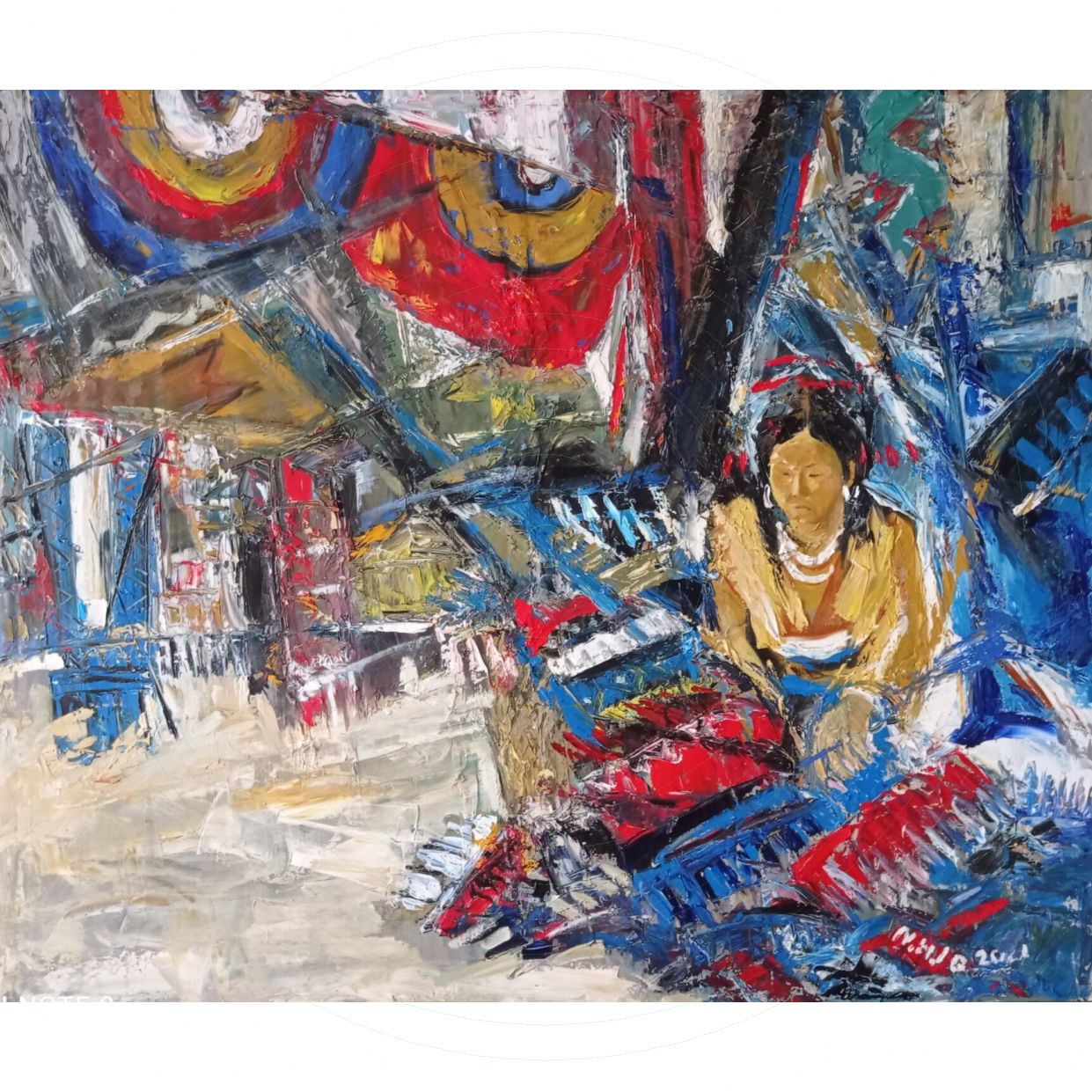 Tranh Thổ Cẩm Duy Lương Sơn Dầu 100x120cm Trang Trí Nhà Đẹp 