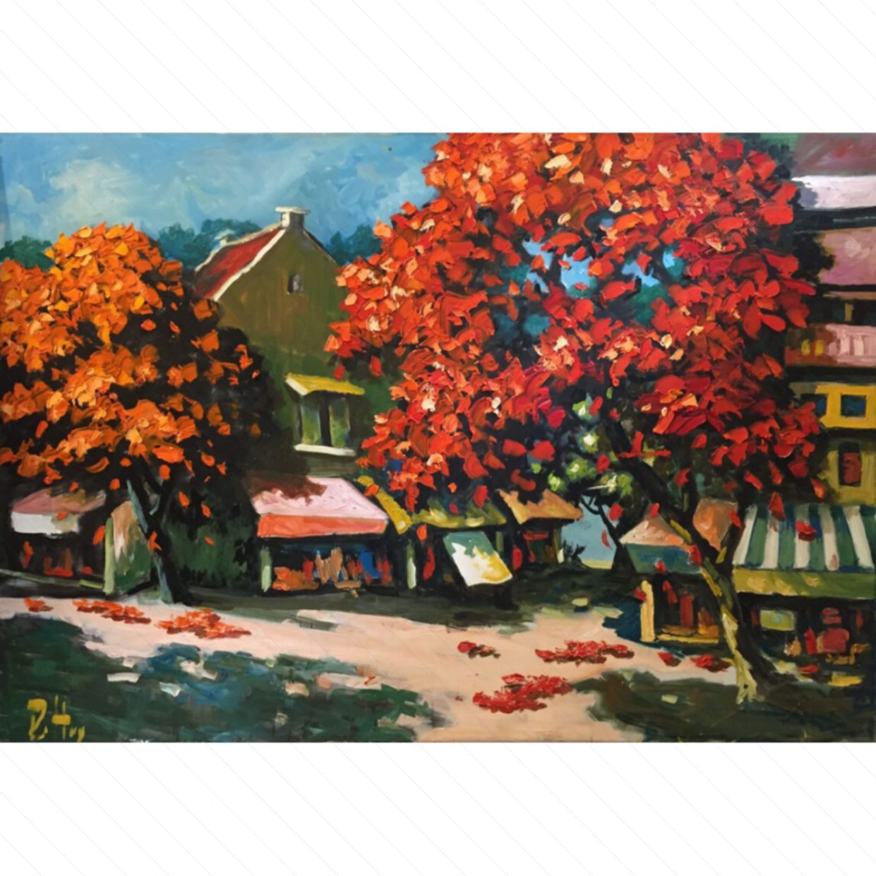Tranh Phong Cảnh Buổi Trưa Sơn Dầu 100x140cm Trang Trí Nhà Đẹp 