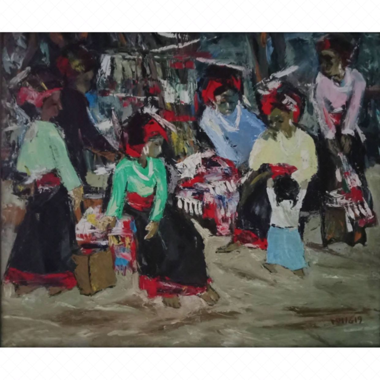 Tranh Sơn Dầu Duy Lương Phút Nghỉ Chân 100x120cm Đẹp 