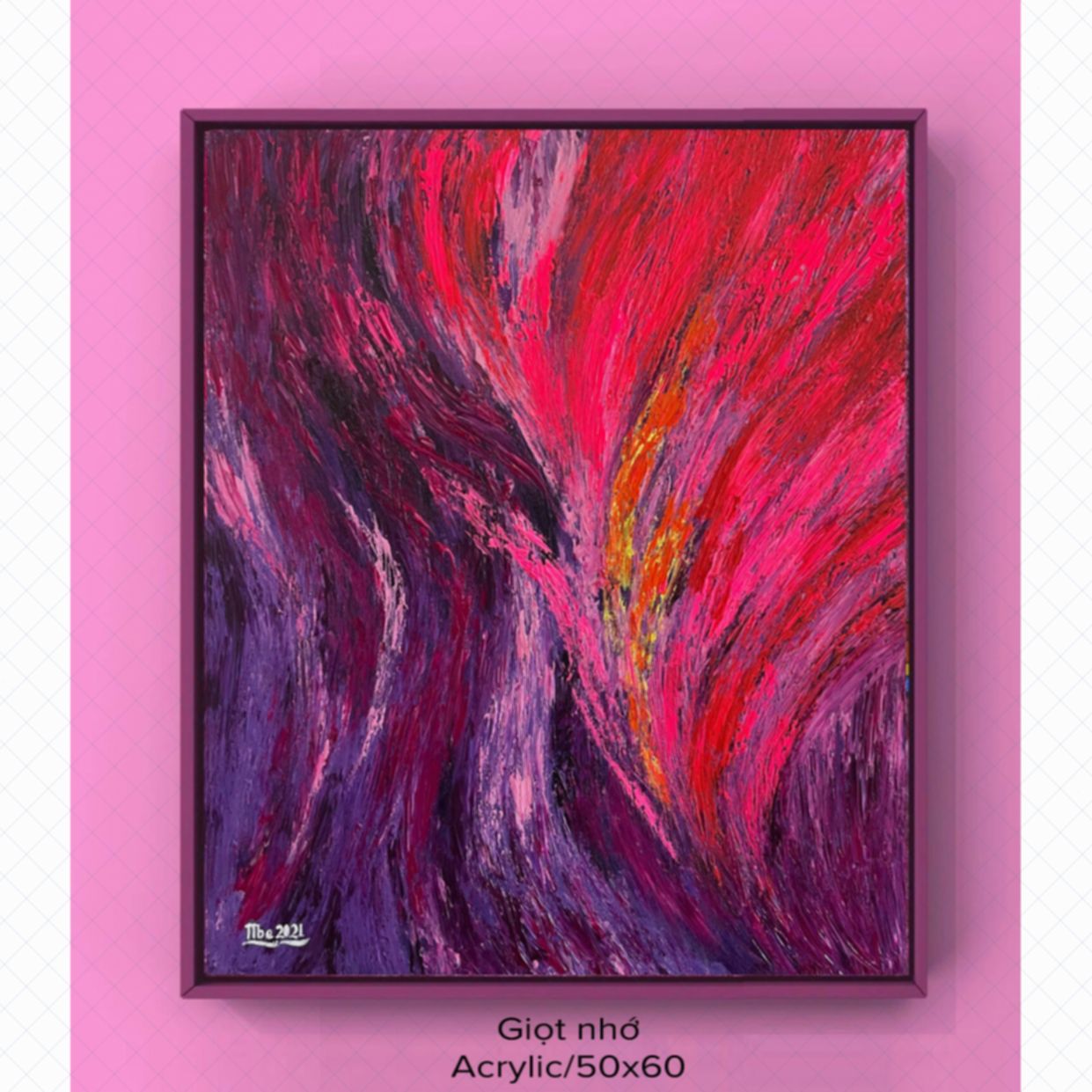 Tranh Sơn Dầu Giọt Nhớ Acrylic Canvas 50x60cm Tác Phẩm Độc Bản 