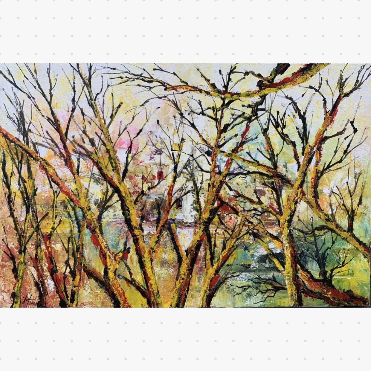 Tranh Trừu Tượng Đông Acrylic 90x50cm Độc Bản Giá Tốt 