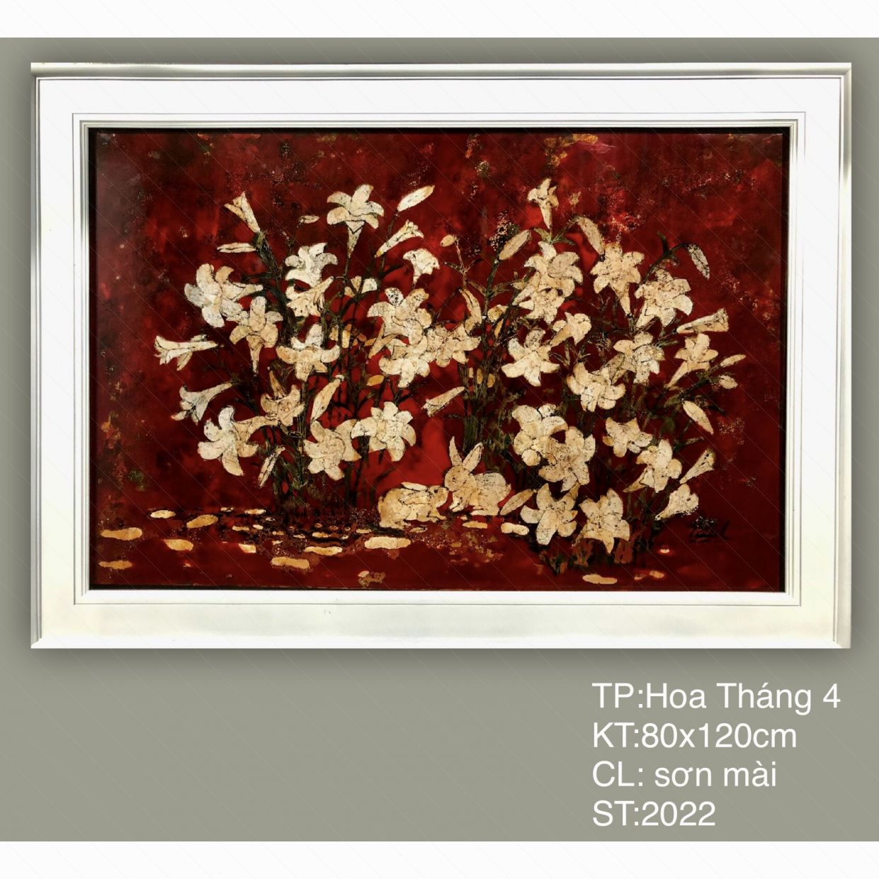 Tranh Sơn Mài Hoa Tháng Tư 80x120cm Độc Bản Sang Trọng 