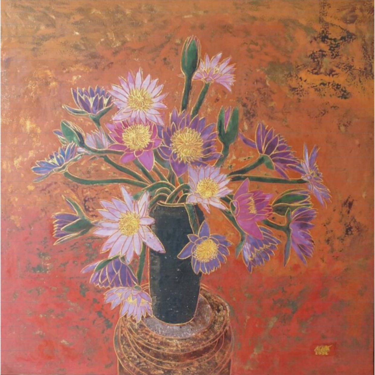 Tranh Sơn Mài Truyền Thống Kích Thước 80x80cm Độc Bản Sang Trọng 
