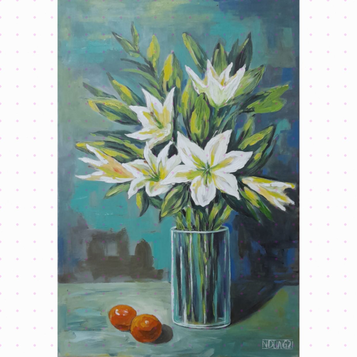 Tranh Nghệ Thuật Sắc Xuân Acrylic 40x60cm Tác Phẩm Độc Bản 