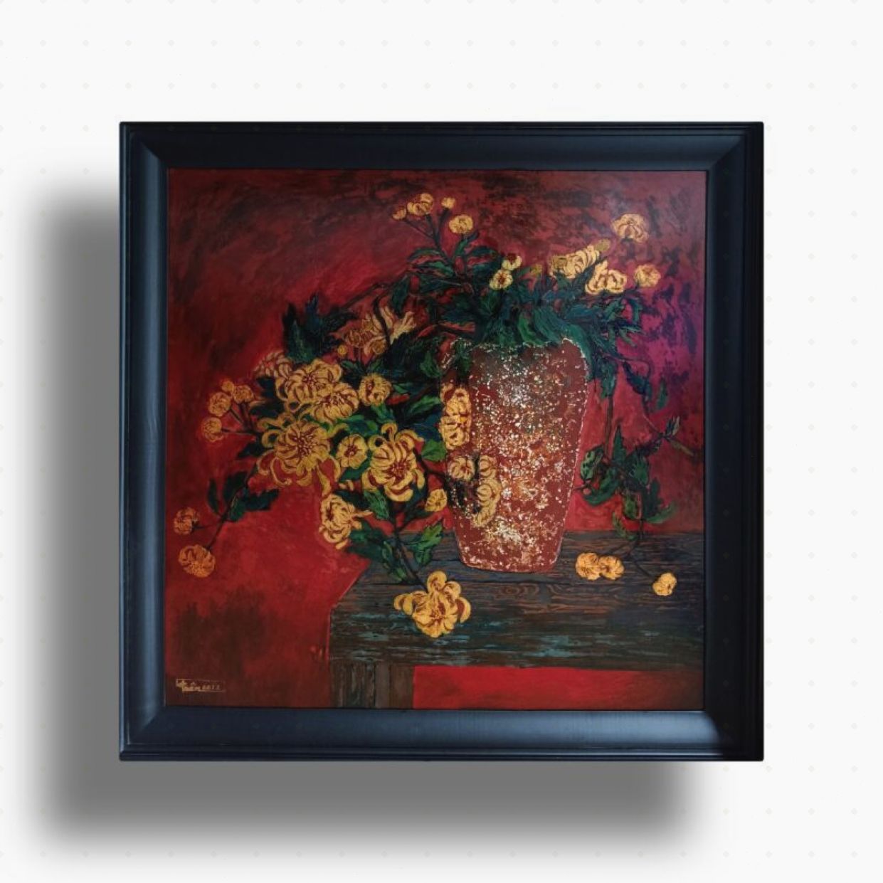 Tranh Sơn Mài Đêm Xuân 80x80cm Nghệ Thuật Độc Bản Sang Trọng 