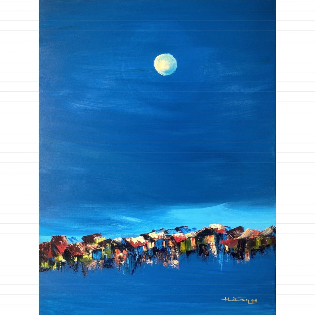 Tranh Bình Yên Mái Nhà Acrylic 60x80cm Trang Trí Phòng 