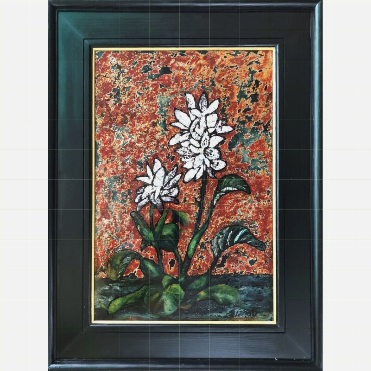Tranh Sơn Mài Cánh Bèo Trôi Đẹp Độc Bản Kích Thước 40x60cm 