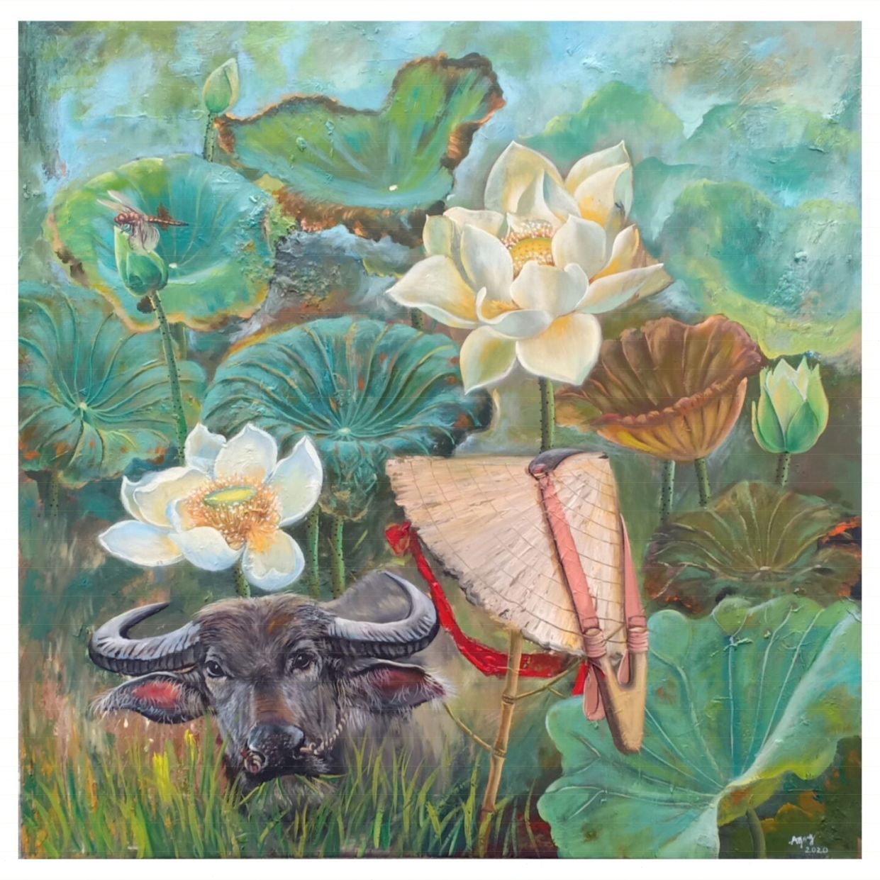 Tranh Sơn Dầu Anh Giang Ký Ức 100x100cm Tinh Tế Sang Trọng 