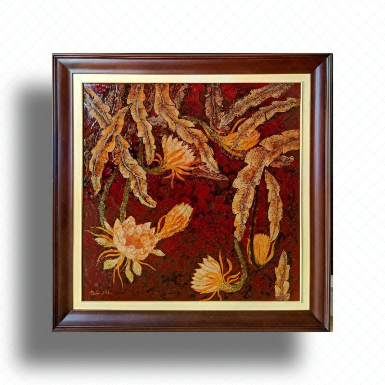 Tranh Sơn Mài Quỳnh Hương 4 – Độc Bản, Kích Thước 80x80cm 